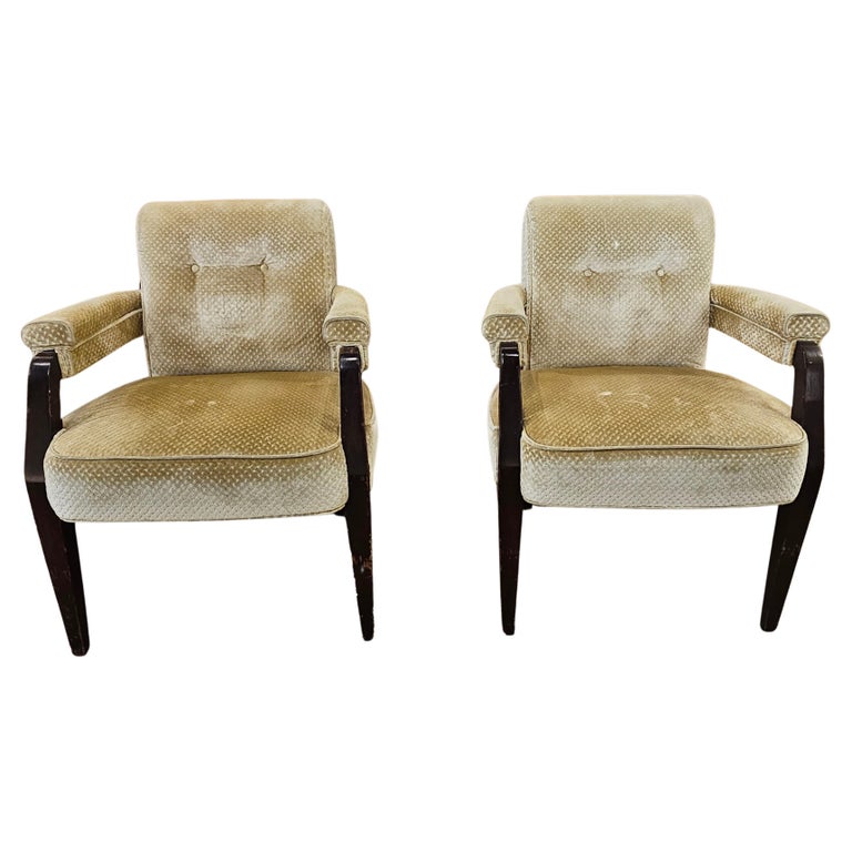 Pair of Jean Pascaud Upholstered Armchairs Pair of Jean Pascaud Upholstered Armchairs