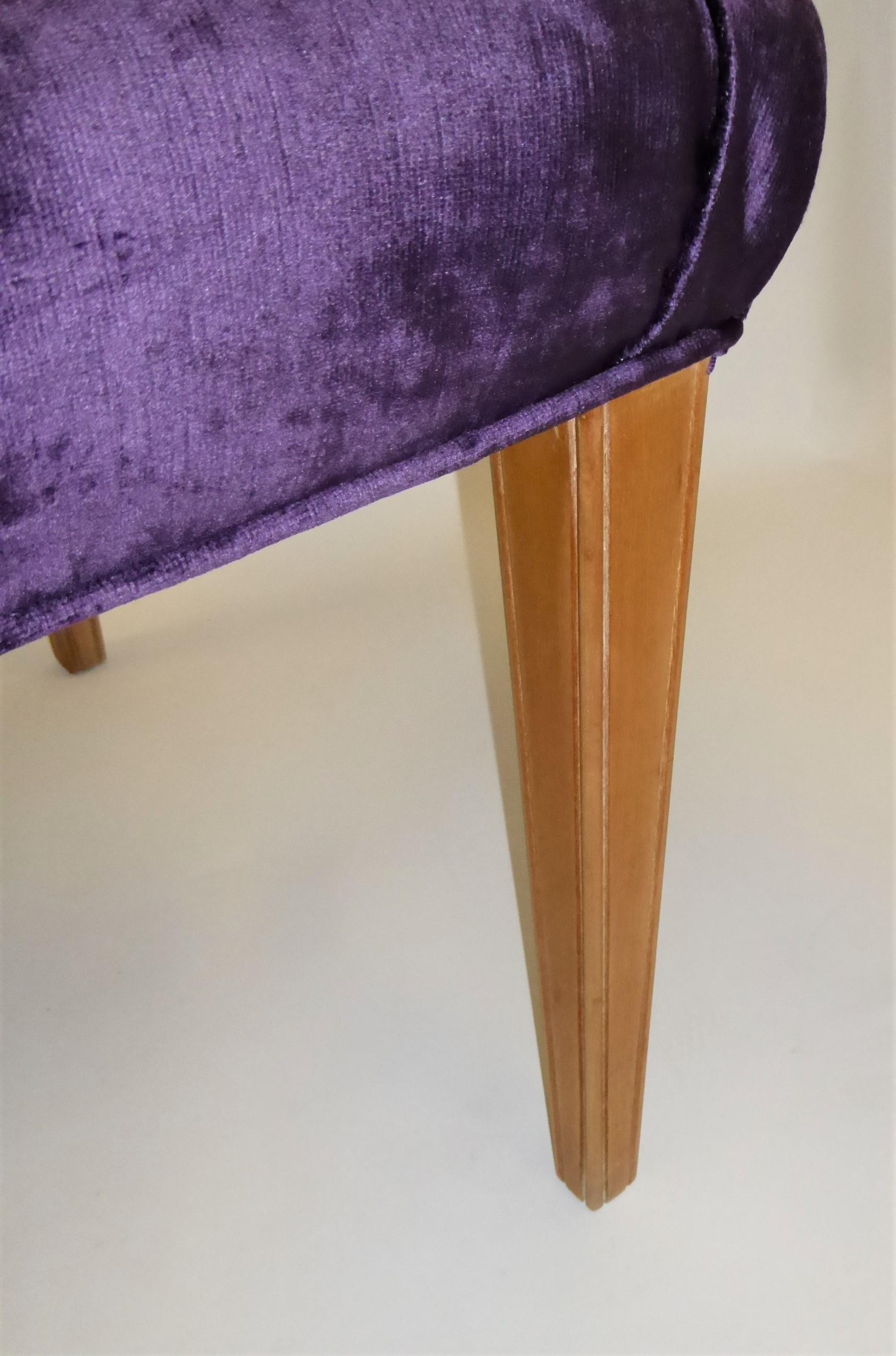 Pair 1930s Royal Purple Velvet Deep Tufted Slipper Chairs 4