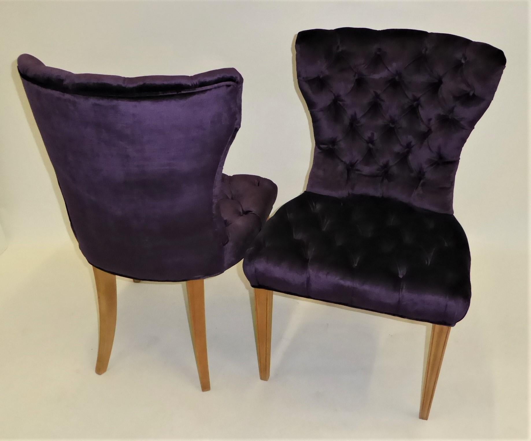 purple tufted chair