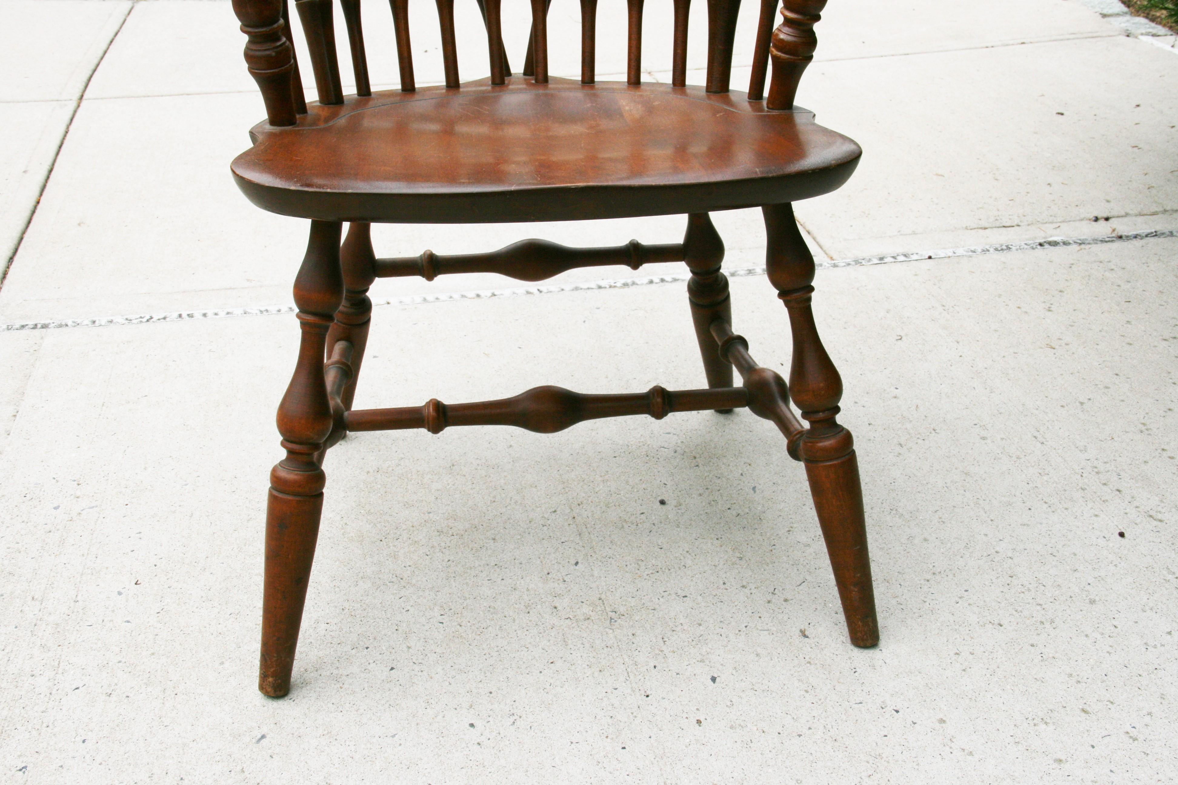 Pair 1930's Windsor Farm House Rustic Arm Chairs Nichols and Stone For