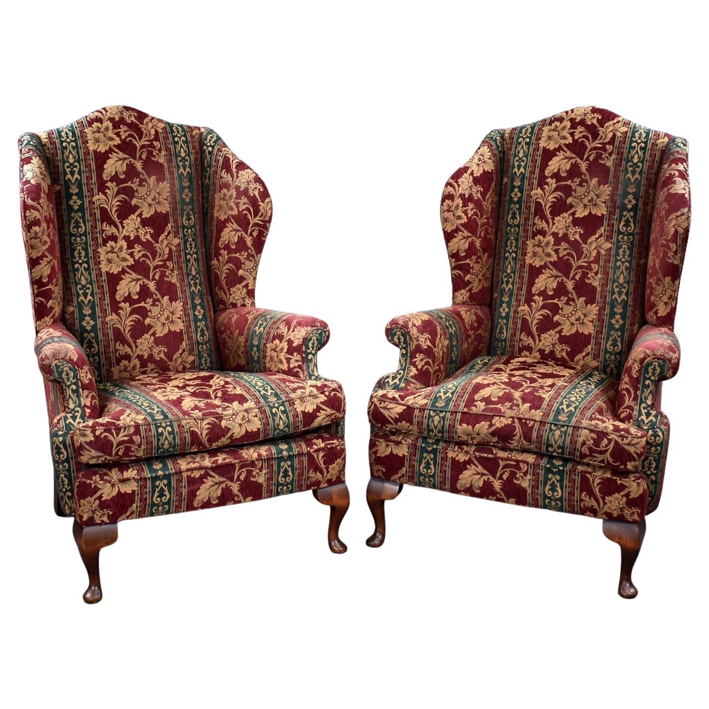 Pair 1930s Wingback Armchairs