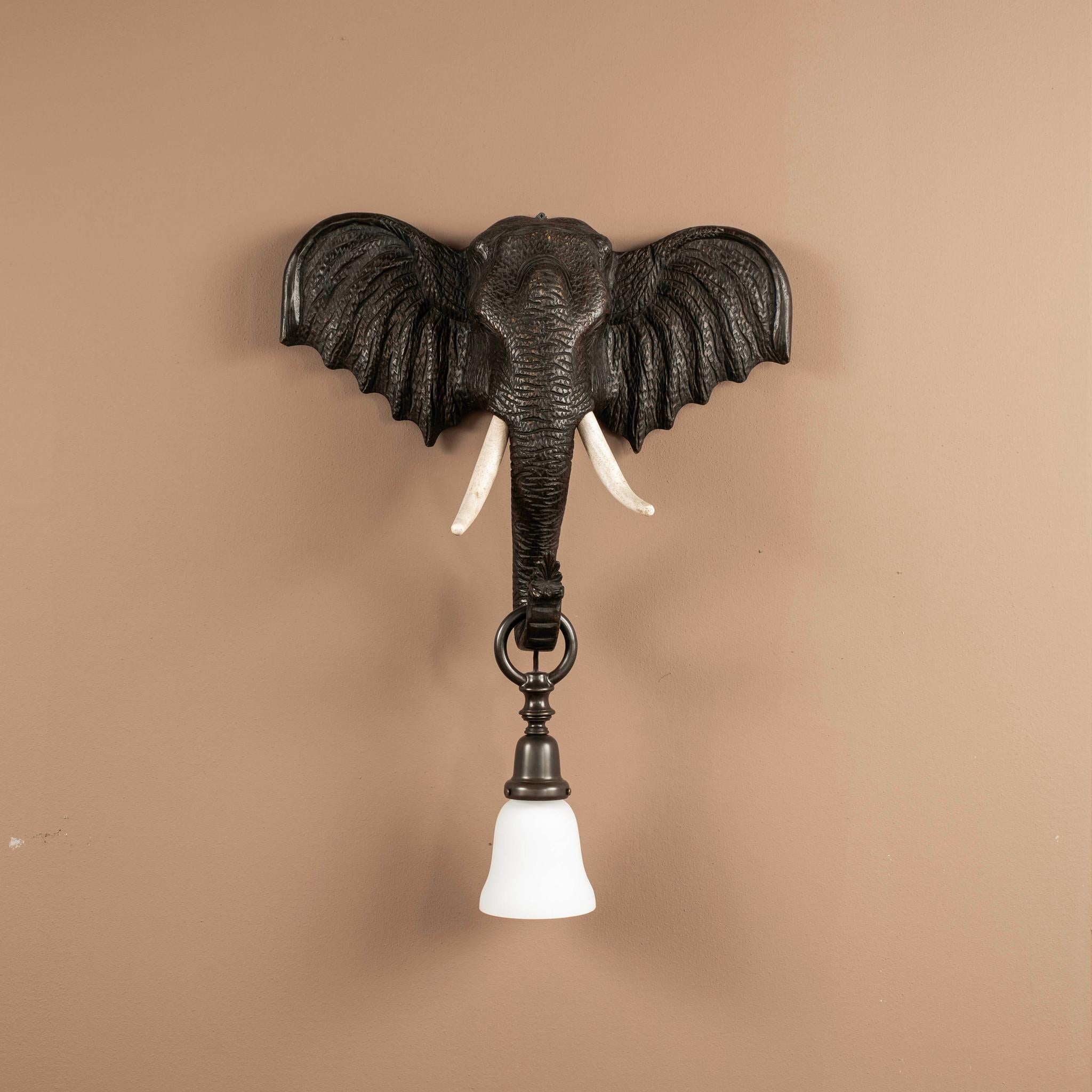 Pair 1940s Continental Elephant Head Sconces In Good Condition For Sale In Houston, TX