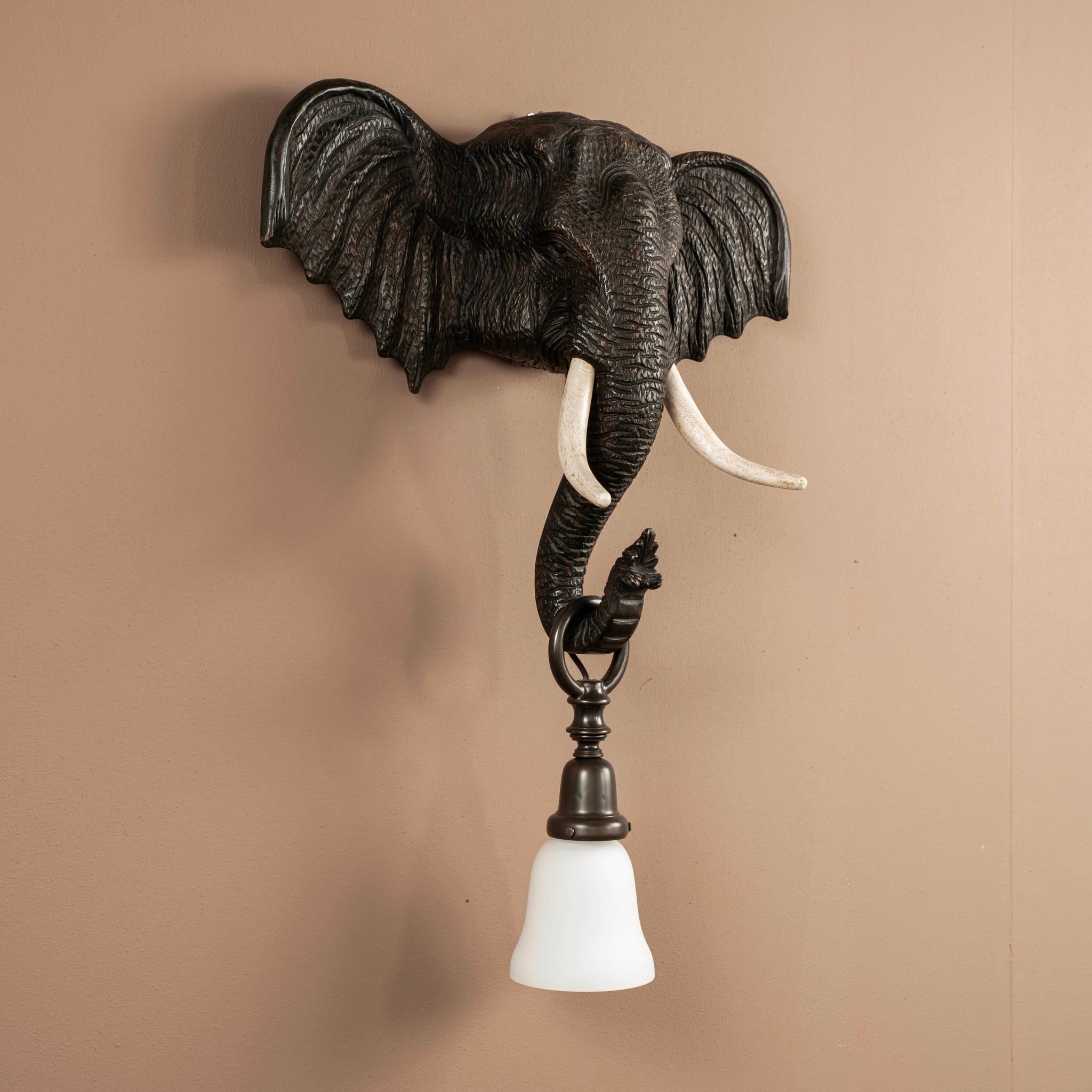 20th Century Pair 1940s Continental Elephant Head Sconces For Sale
