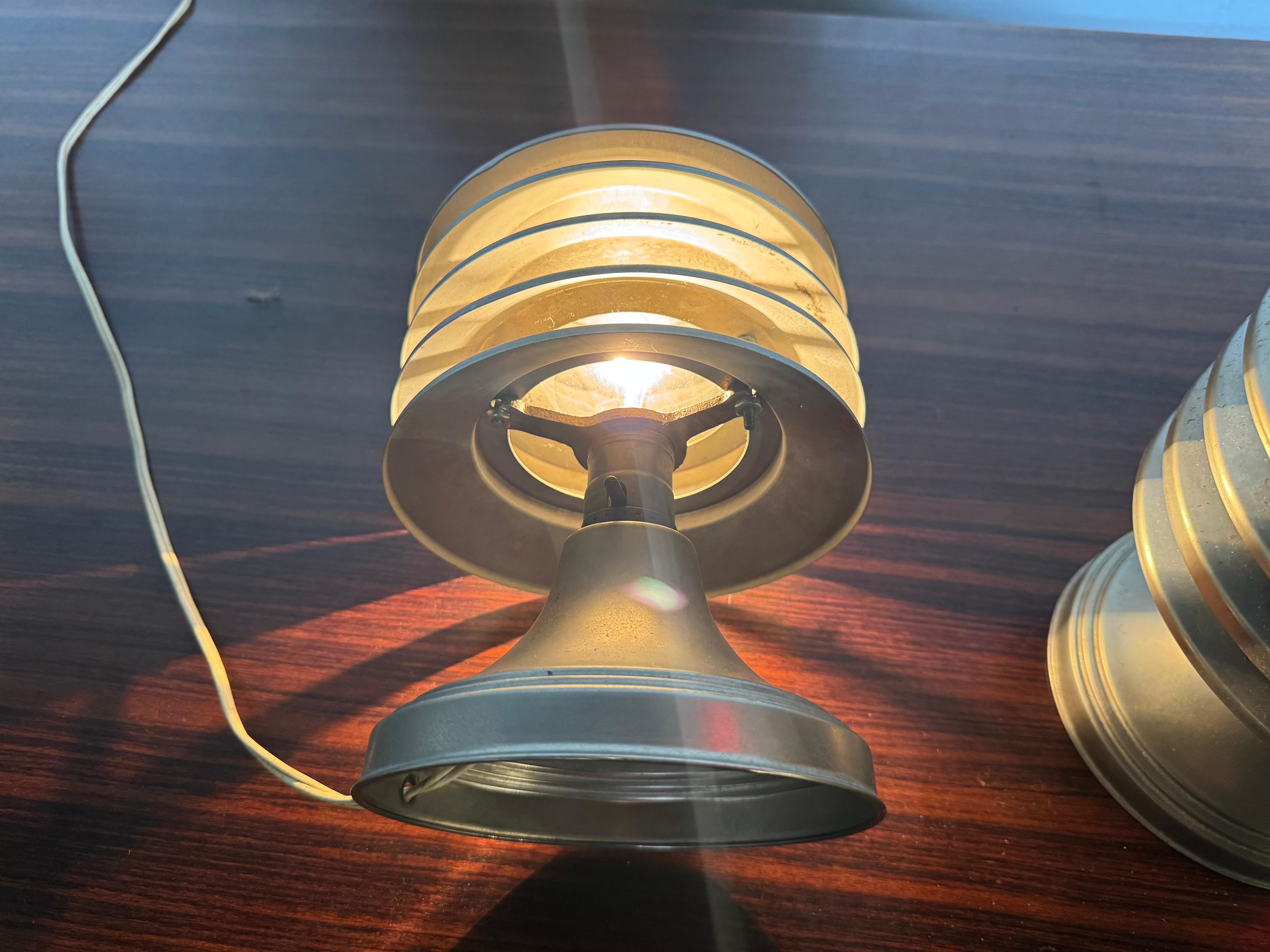 Canadian Pair 1940s 'Coulter' Louvered Table Lamps, Art Deco / Machine Age For Sale
