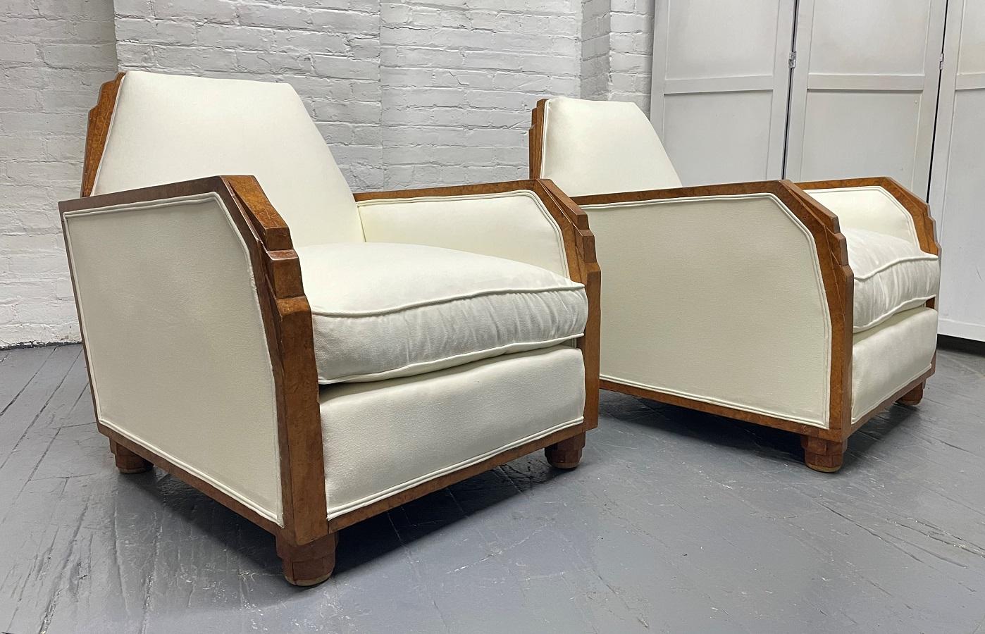 Paar 1940er Jahre Französisch Art Deco Lounge Stühle (Art déco) im Angebot