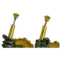 `Pair 1940s French Regency Maison Bagues Gilt & Patinated  Hands Holding Shelf