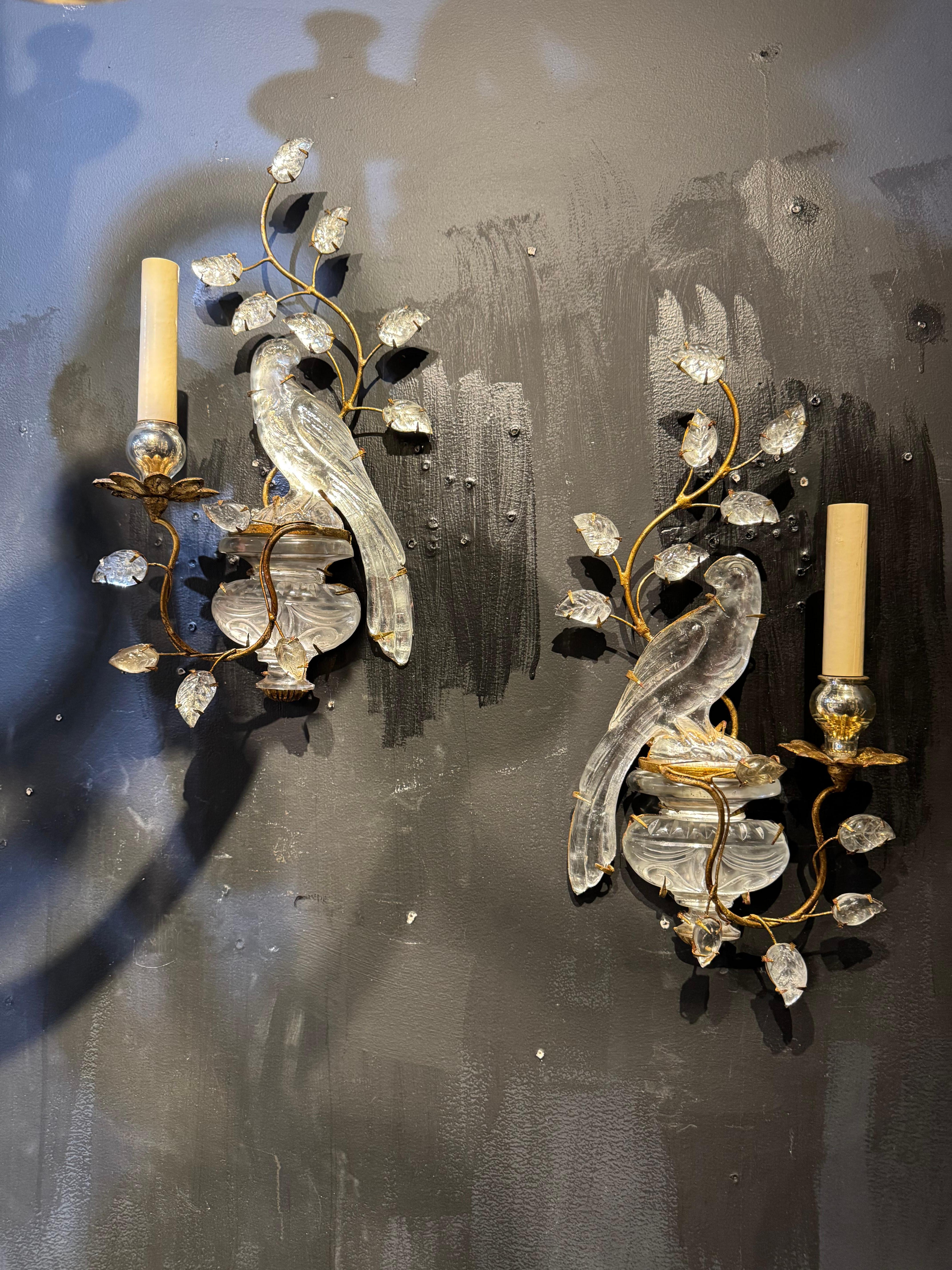 Gilt 1940’s French Bird Sconces One Light For Sale