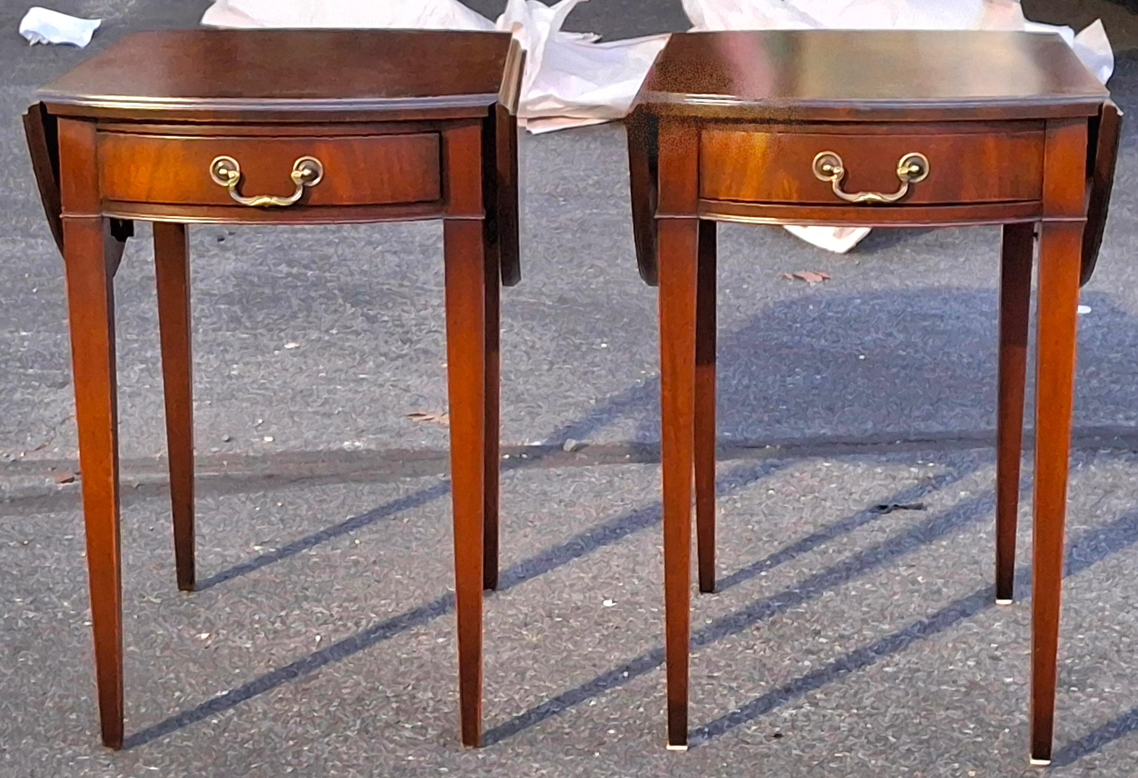 A Pair of 1940s Imperial Grand Rapids Genuine Mahogany Pembroke Tables, Newly Refinished .
Measures: 18.5