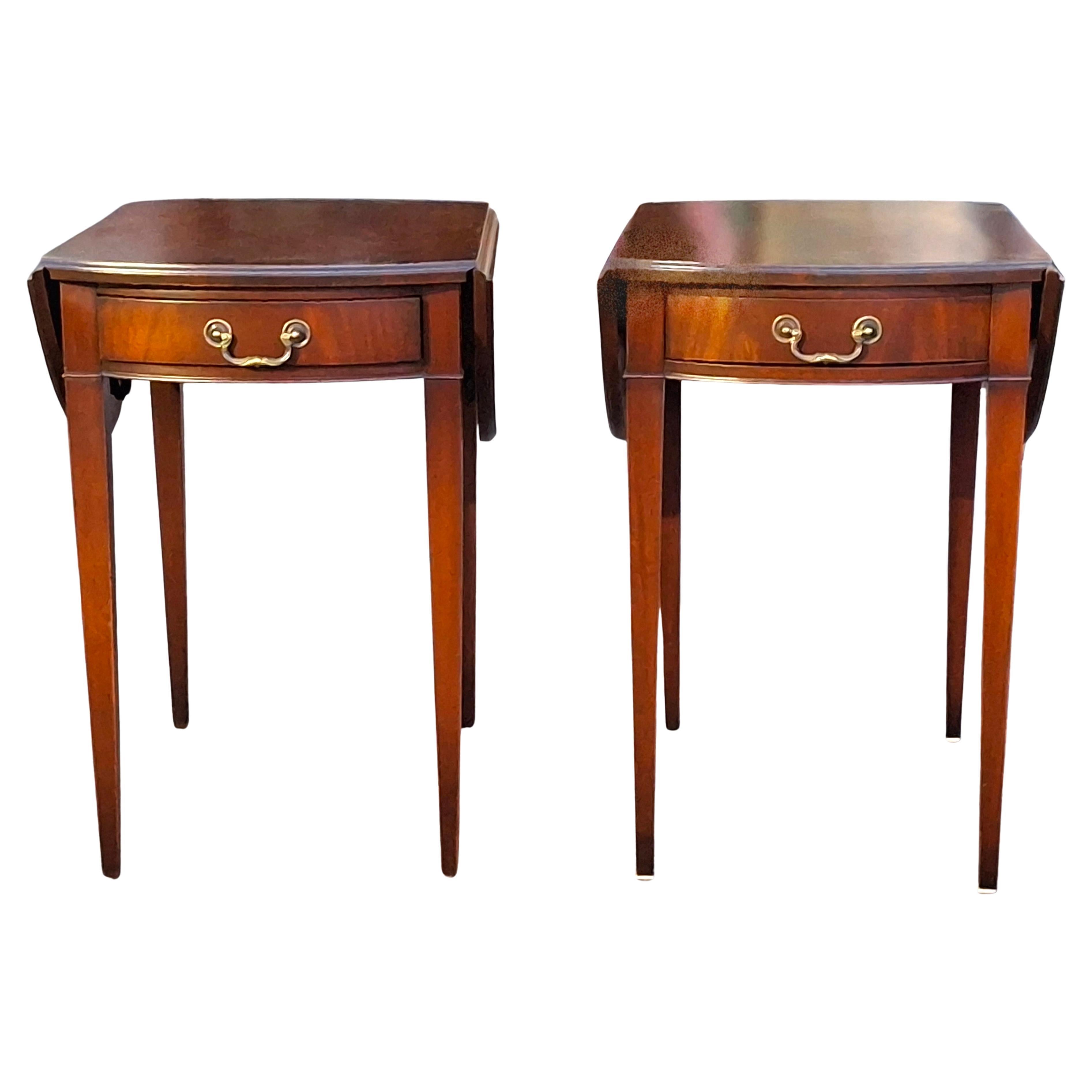 Pair 1940s Imperial Grand Rapids Genuine Mahogany Pembroke Tables, Refinished