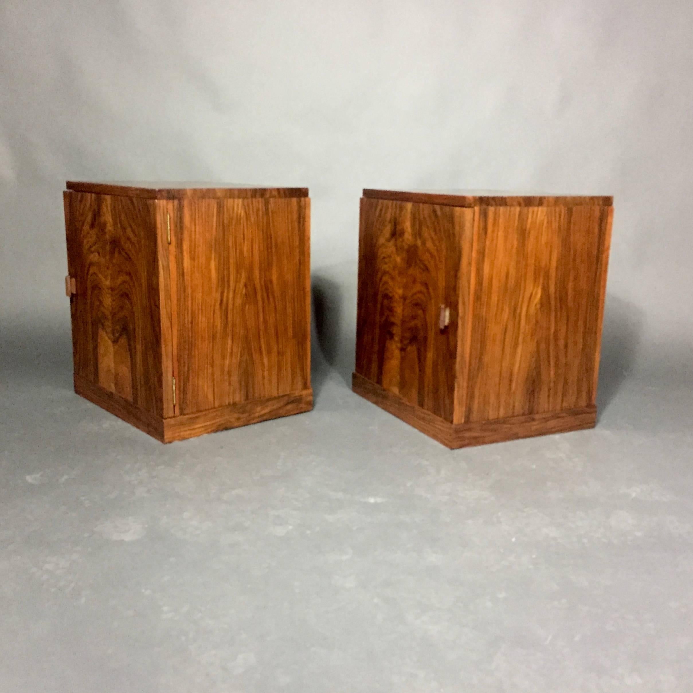 Pair of 1940s Scandinavian Walnut Bedside Tables In Good Condition In Hudson, NY