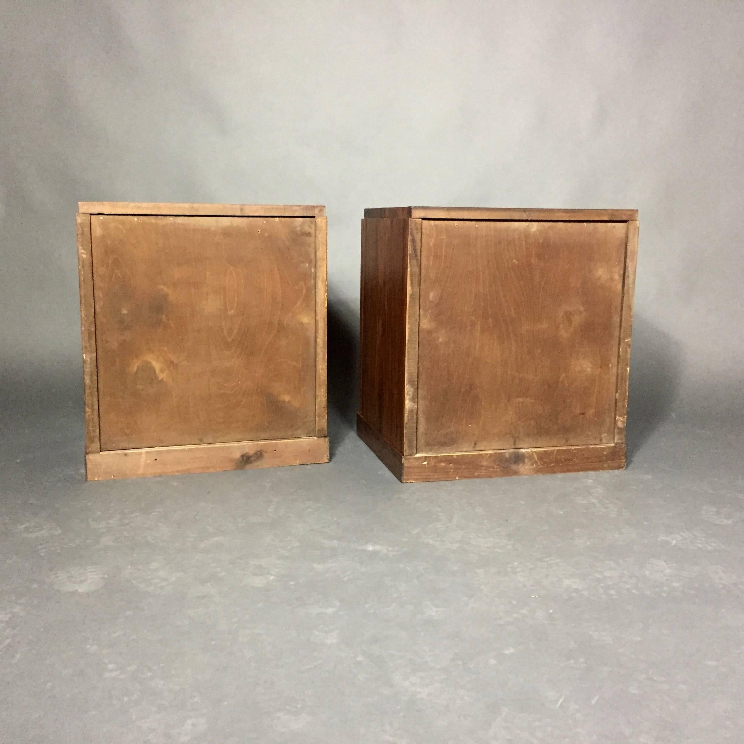 Mid-20th Century Pair of 1940s Scandinavian Walnut Bedside Tables