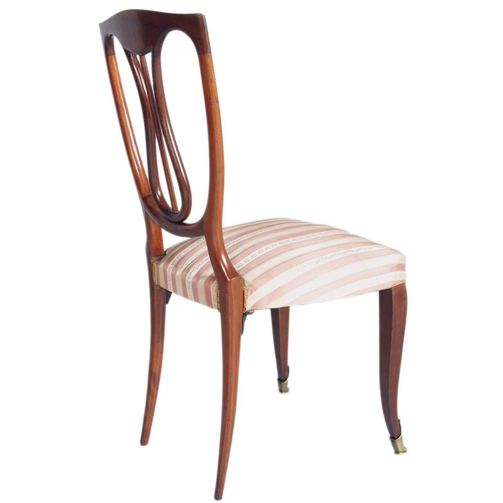 Mid-Century Modern Paire de chaises d'entrée des années 1940 en acajou Melchiorre Bega attribuée, Springs Seat en vente