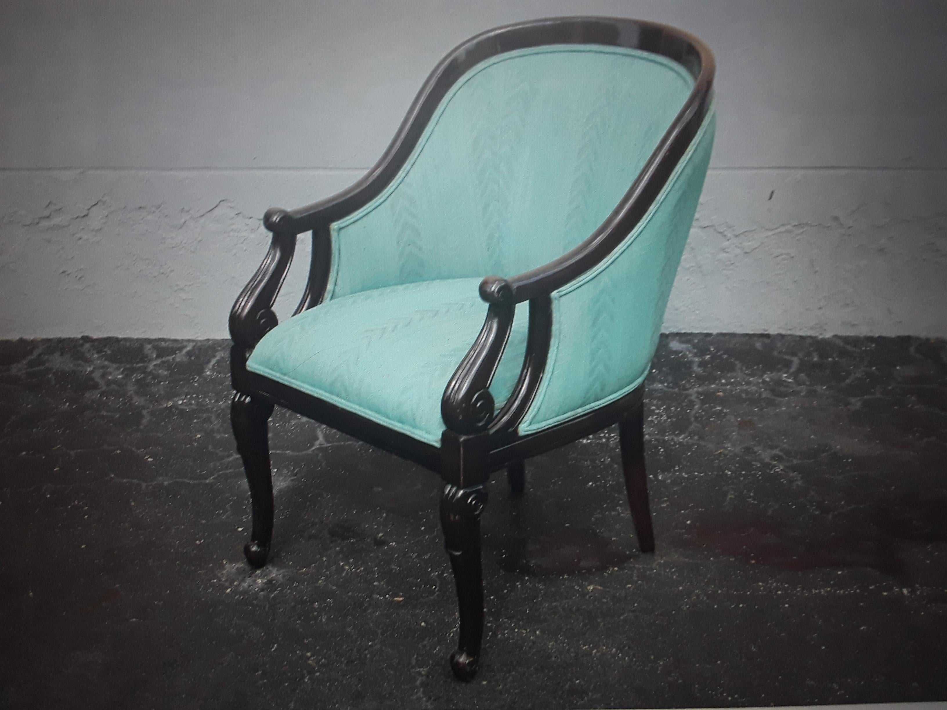 Mid-20th Century Pair 1940's Traditional - Blue - Carved Accent/ Occasional/ Side Chairs For Sale
