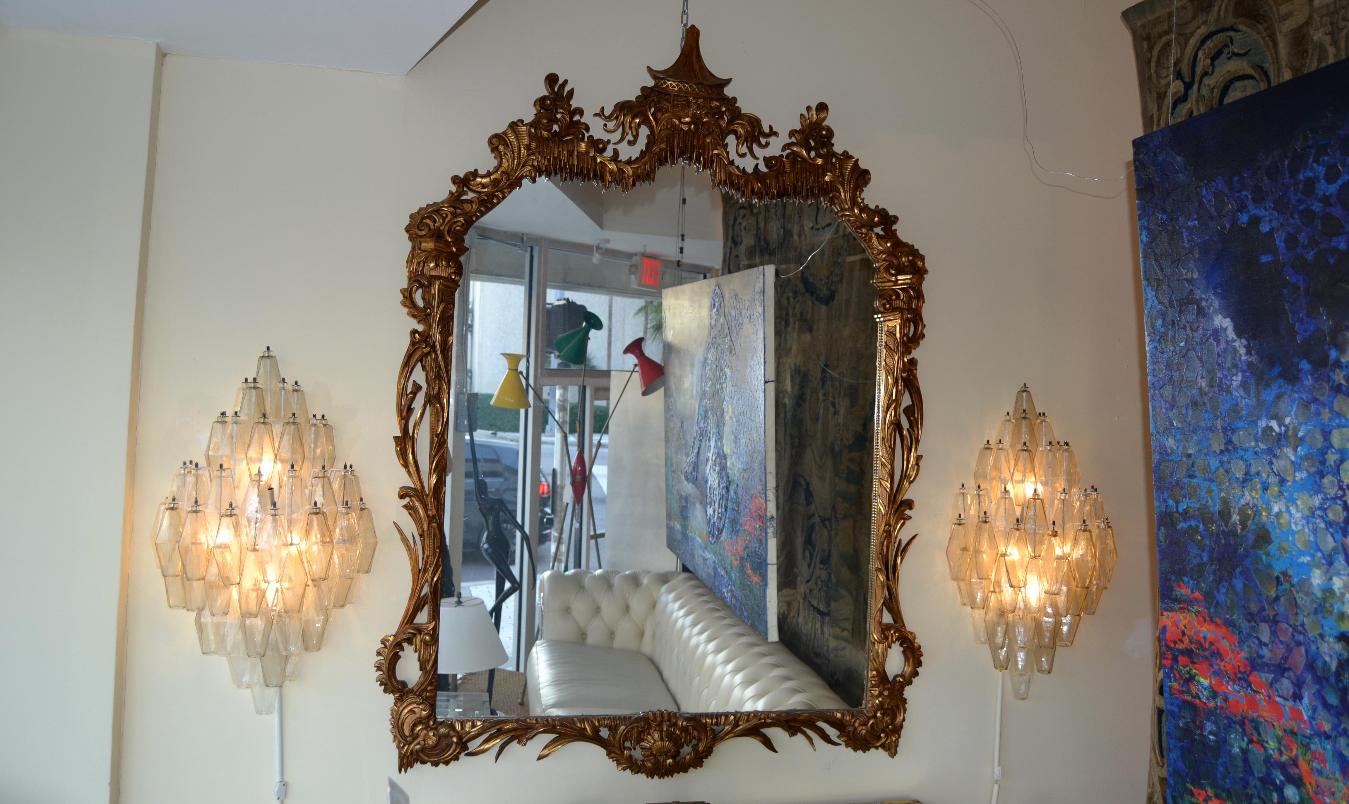 Pair 1950 Art Deco Glass Ornaments Sconces by Carlo Scarpa for Venini Italy For Sale 4