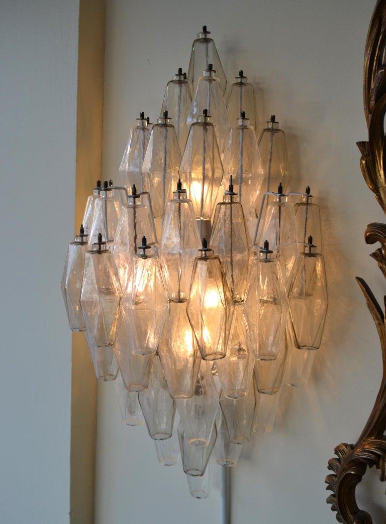 Pair 1950 Art Deco Glass Ornaments Sconces by Carlo Scarpa for Venini Italy For Sale 5