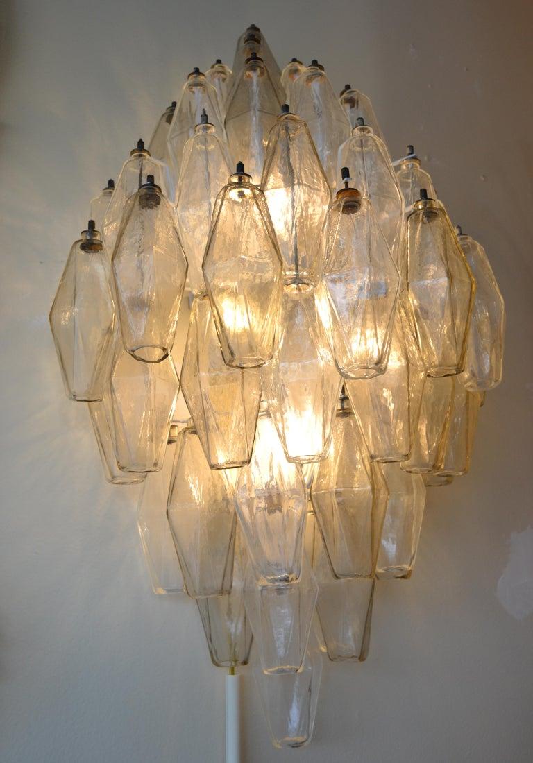 Pair 1950 Art Deco Glass Ornaments Sconces by Carlo Scarpa for Venini Italy For Sale 6