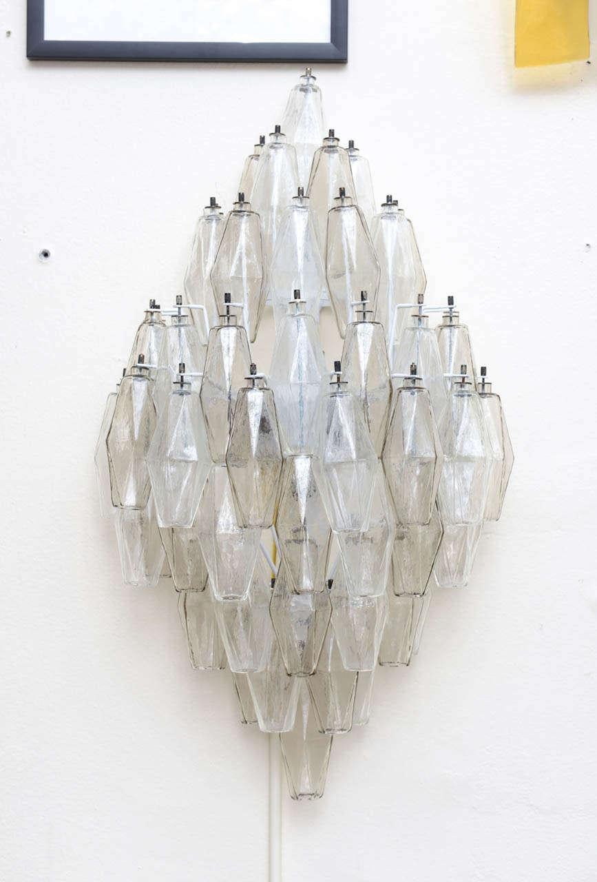 Italian Pair 1950 Art Deco Glass Ornaments Sconces by Carlo Scarpa for Venini Italy For Sale