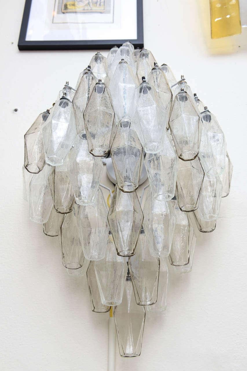 Pair 1950 Art Deco Glass Ornaments Sconces by Carlo Scarpa for Venini Italy In Good Condition For Sale In Miami, FL