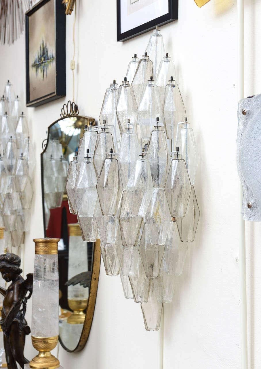 Pair 1950 Art Deco Glass Ornaments Sconces by Carlo Scarpa for Venini Italy For Sale 1