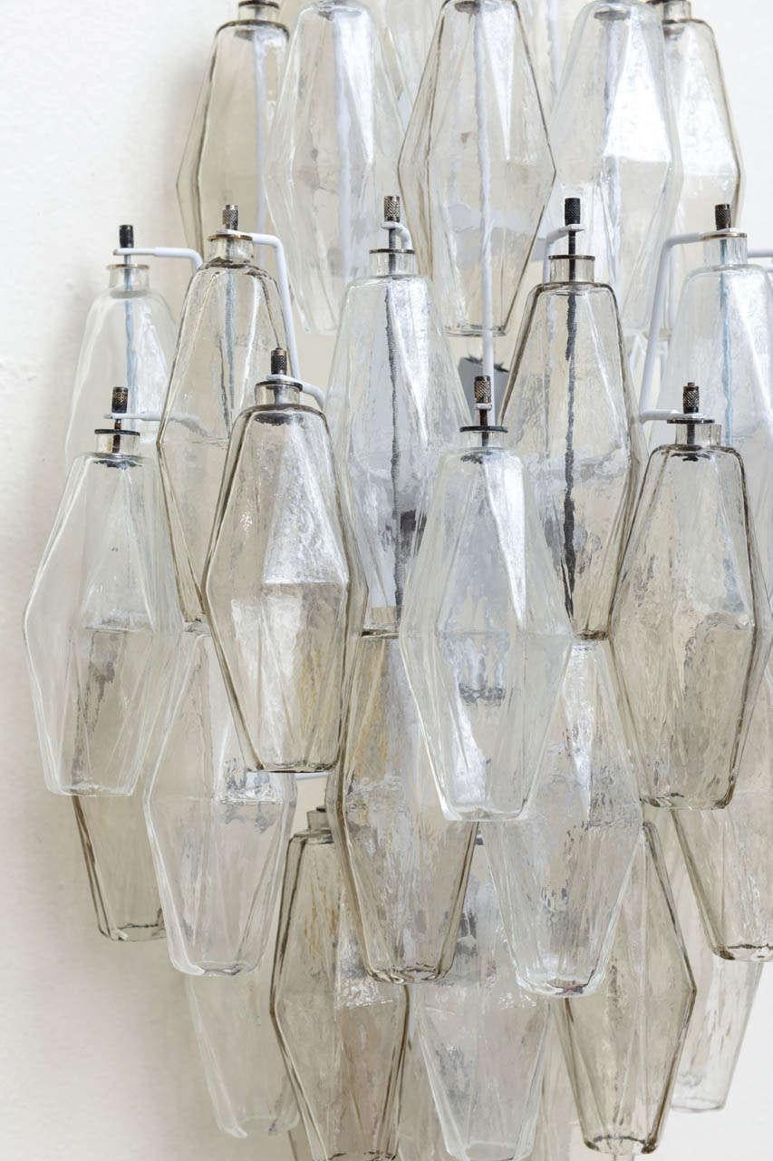 Pair 1950 Art Deco Glass Ornaments Sconces by Carlo Scarpa for Venini Italy For Sale 2