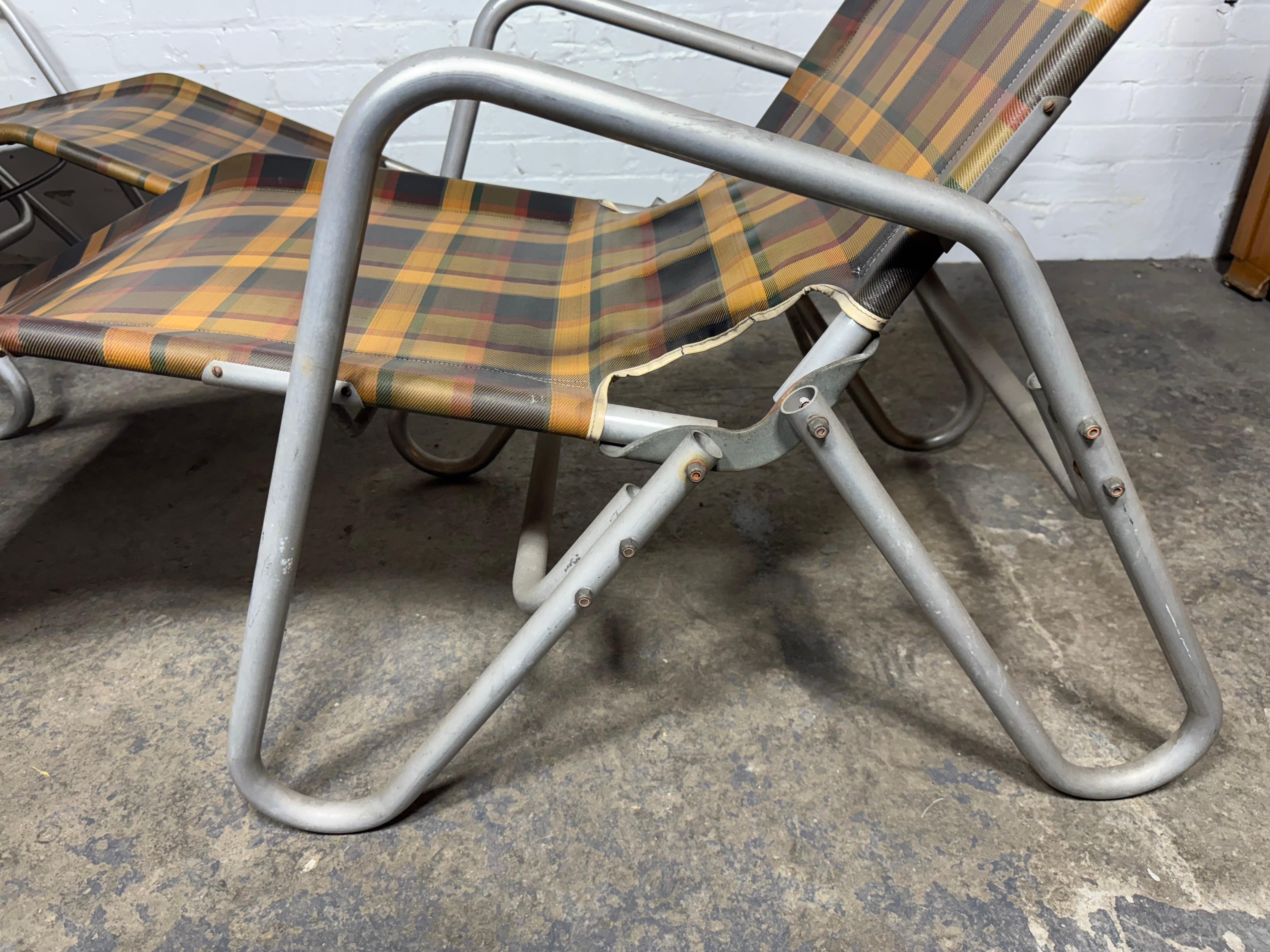 Aluminium Paire de chaises longues d'extérieur en aluminium à gravité 
