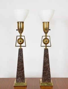 Pair of American Mid-Century Modern Obelisk Table Lamps by Rembrandt Lighting