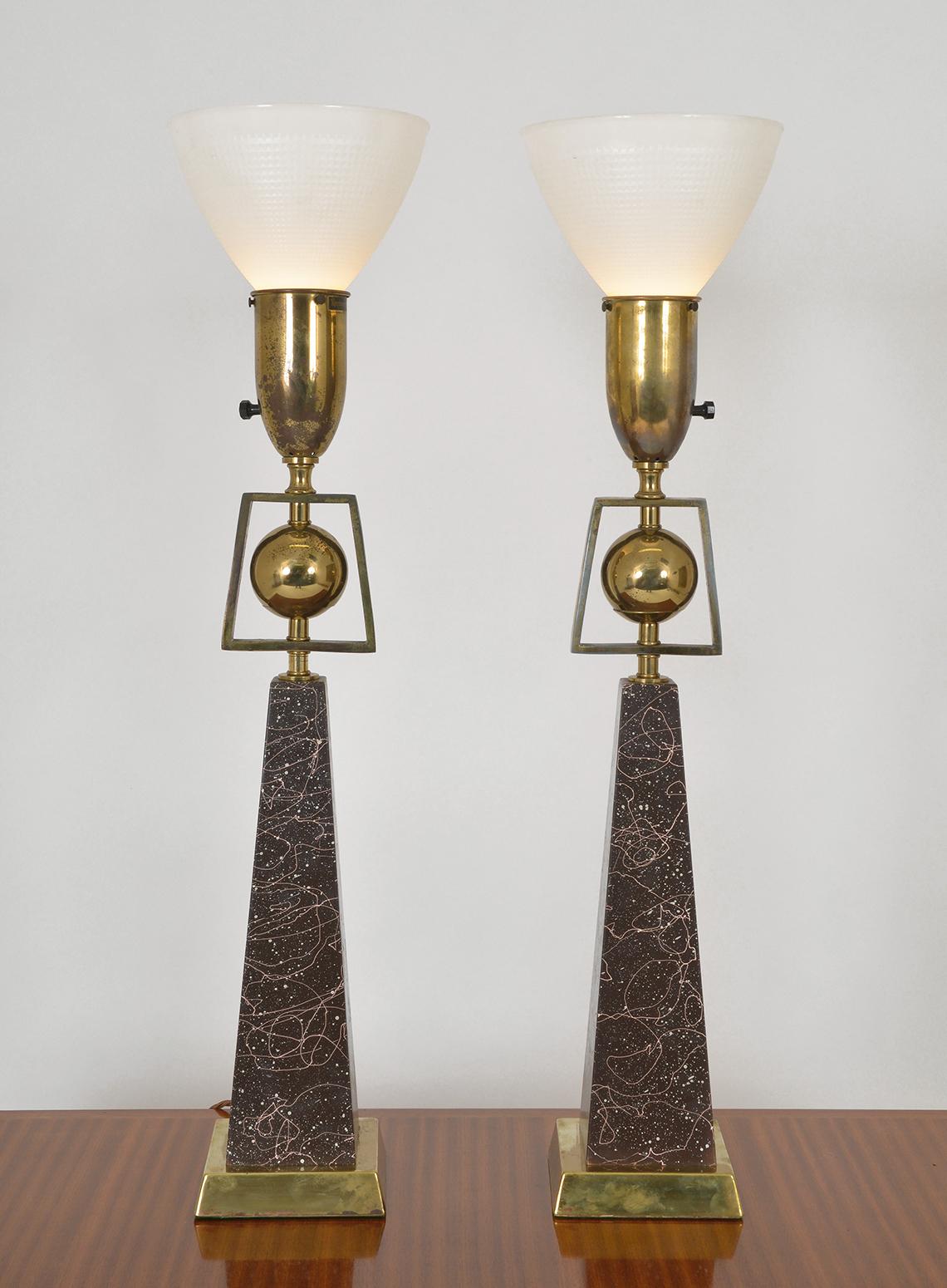 Mid-20th Century Pair of American Mid-Century Modern Obelisk Table Lamps by Rembrandt Lighting