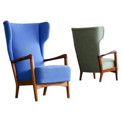 Pair 1950's Danish Soren Hansen for Fritz Hansen Wingback Lounge Chairs