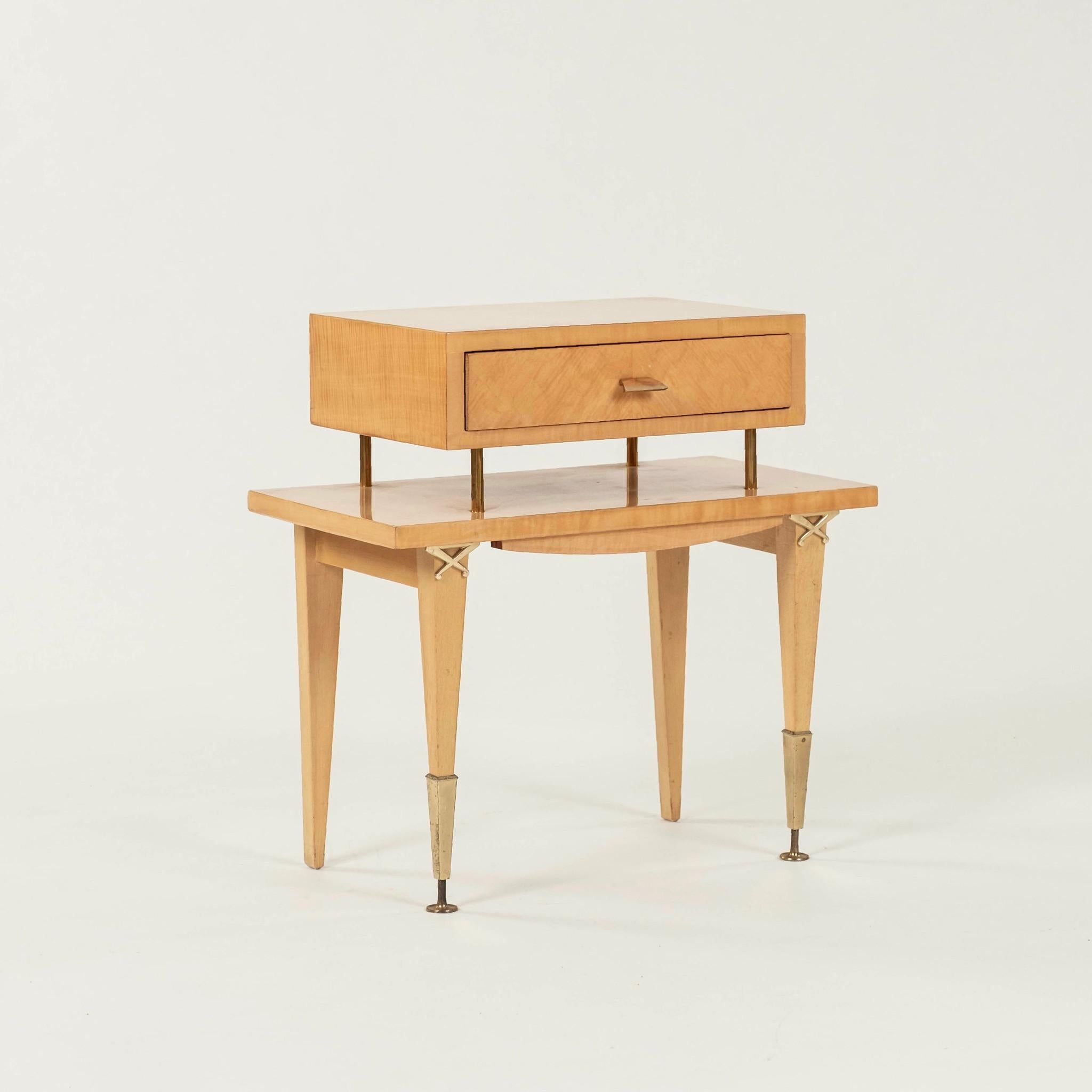 Mid-Century Modern Pair 1950s French Lacquered Maple Occasional Side Tables For Sale