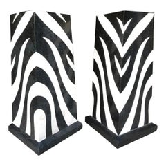 Pair 1950's French Mid Century Modern Tessellated Faux Marble Display Pedestals