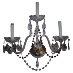 Pair 1950's Hollywood Regency Crystal Wall Sconces style Waterford/ Baccarat