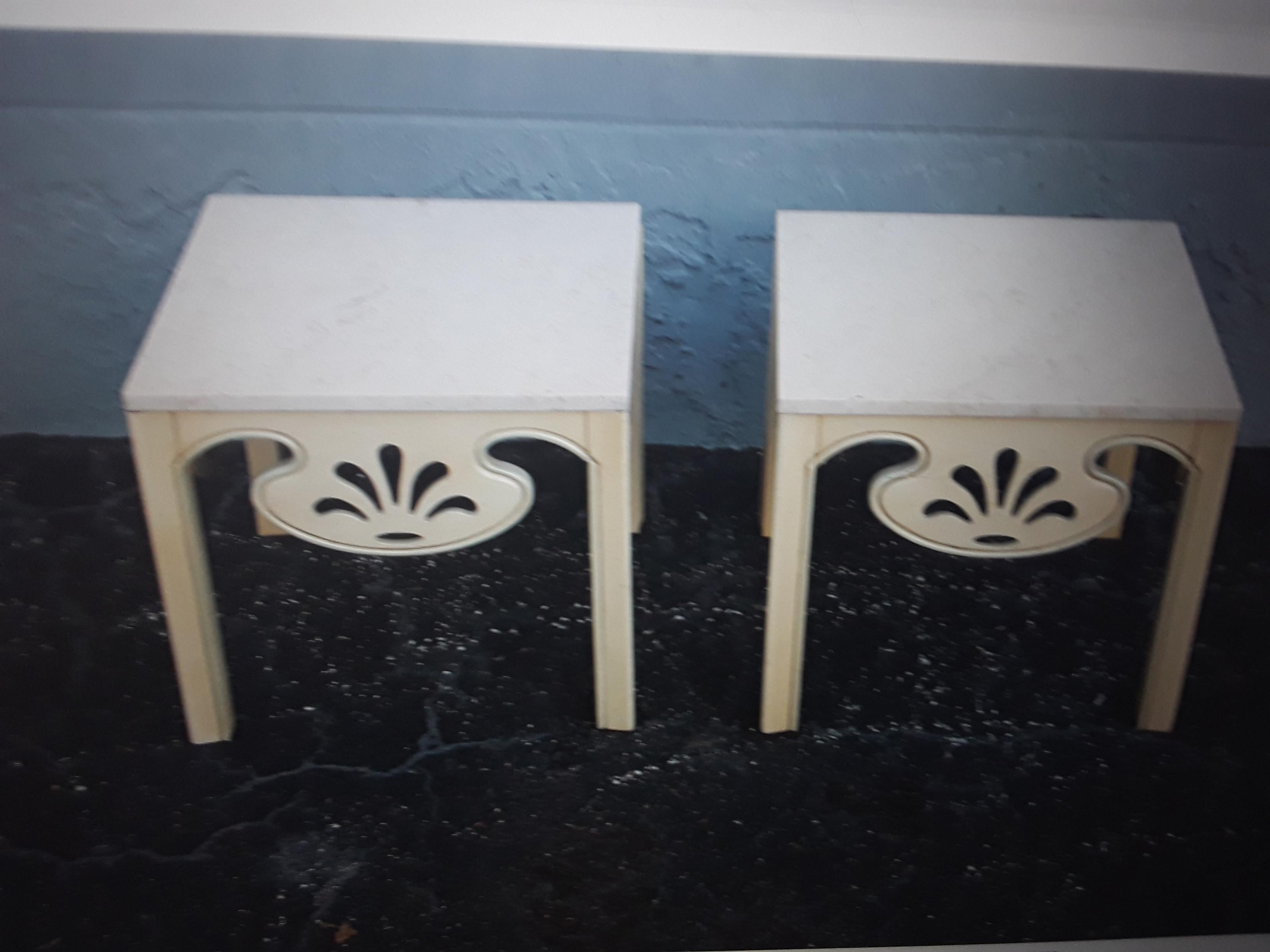 Pair 1950's Hollywood Regency Stone Top Side Tables/ End Tables For Sale 4