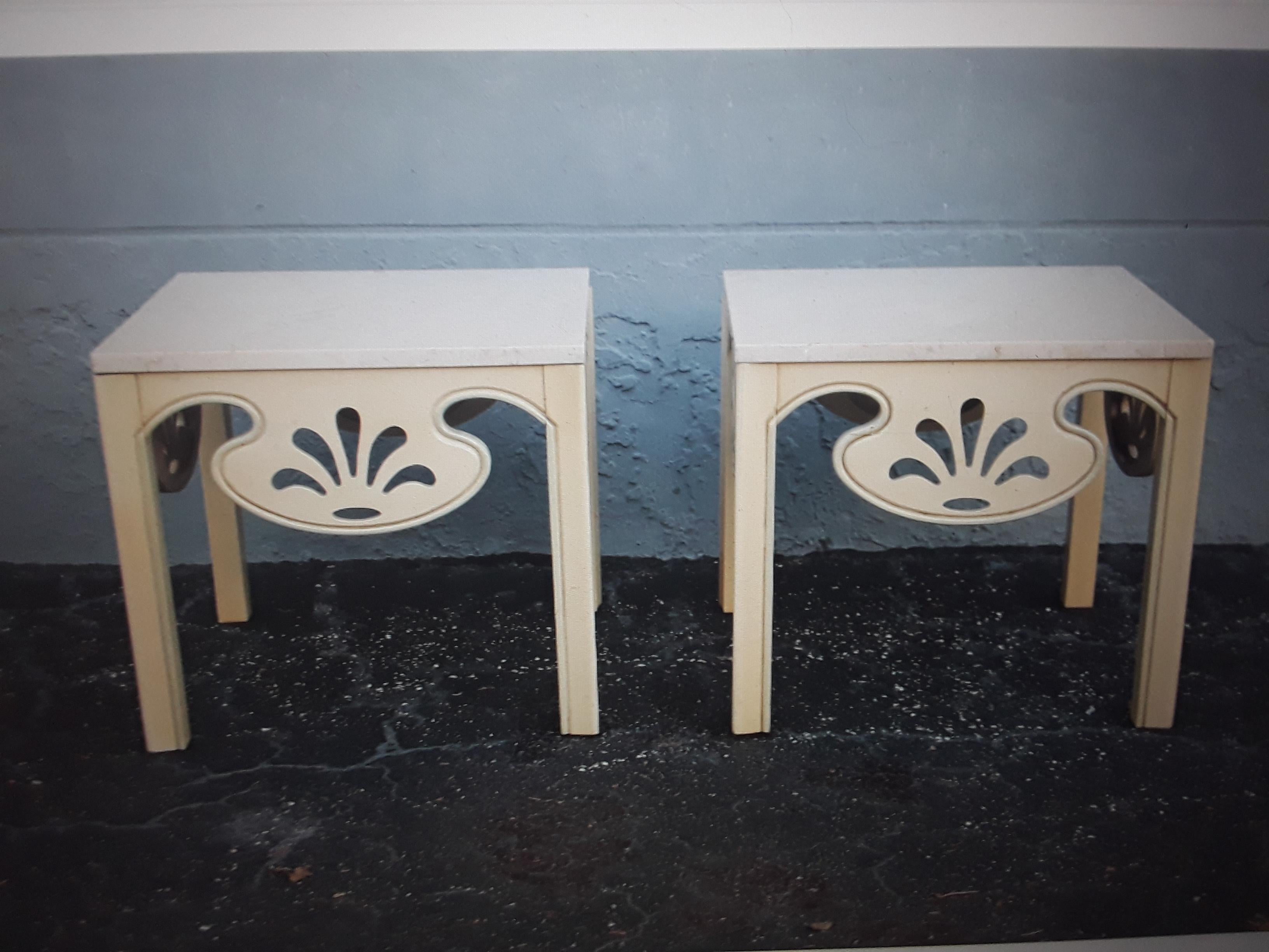 Pair 1950's Hollywood Regency Stone Top Side Tables/ End Tables For Sale 5