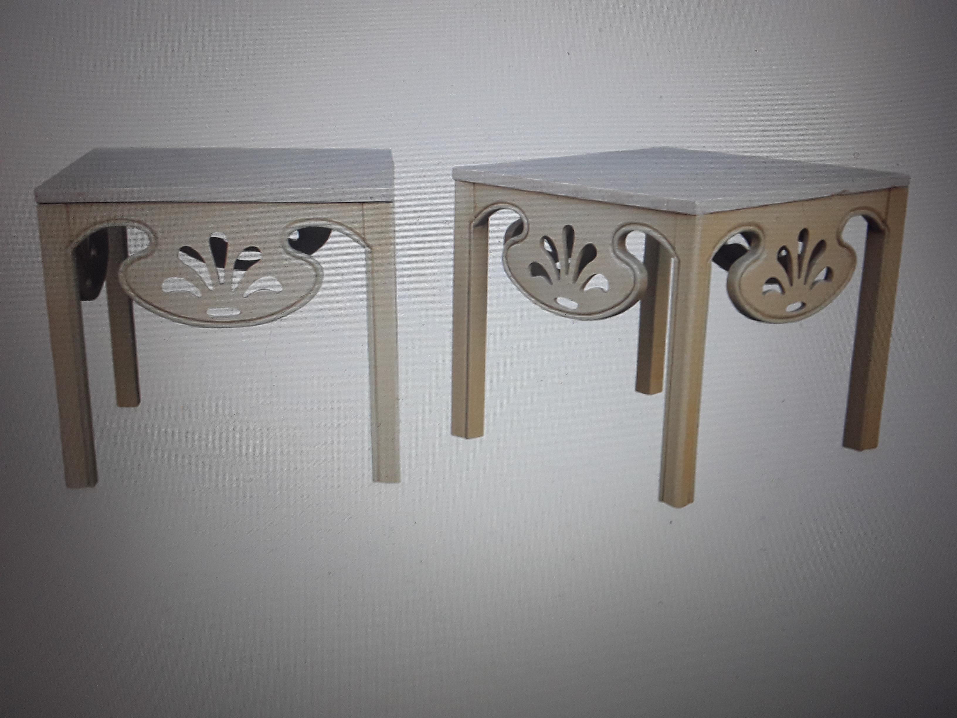 Pair 1950's Hollywood Regency Stone Top Side Tables/ End Tables For Sale 6