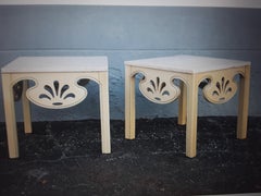 Pair 1950's Hollywood Regency Stone Top Side Tables/ End Tables