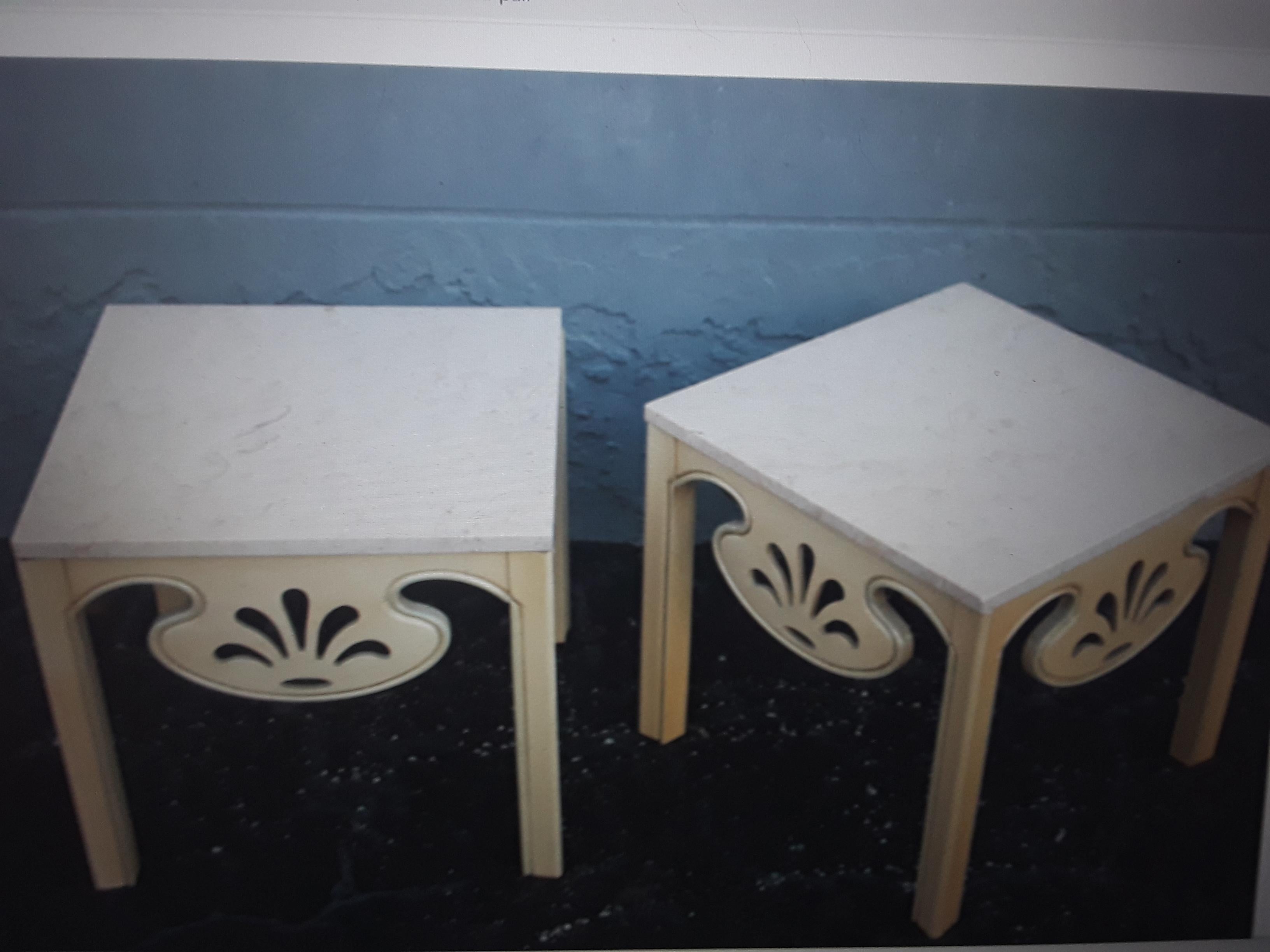 Pair 1950's Hollywood Regency Stone Top Side Tables/ End Tables In Good Condition For Sale In Opa Locka, FL