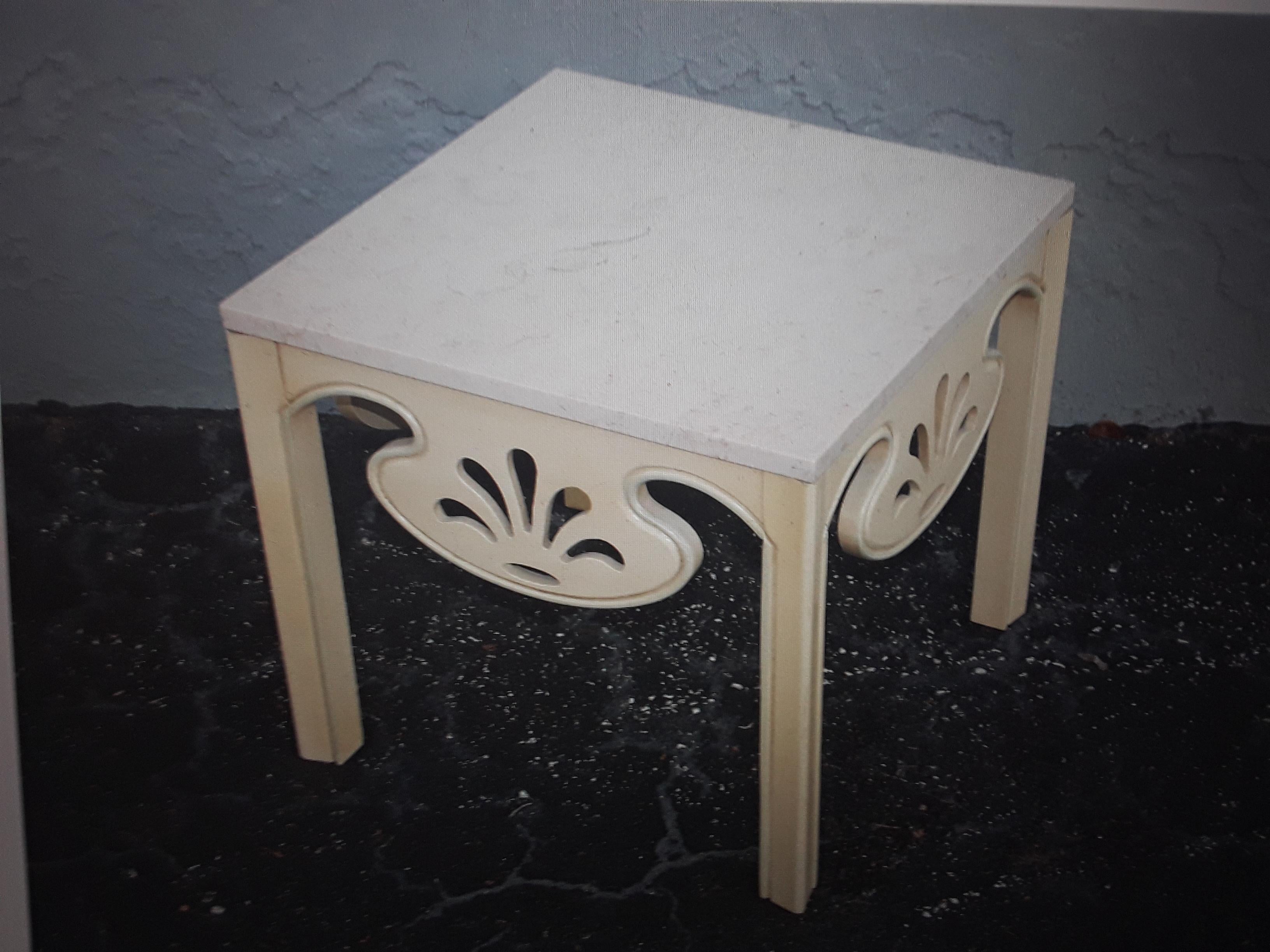 Mid-20th Century Pair 1950's Hollywood Regency Stone Top Side Tables/ End Tables For Sale