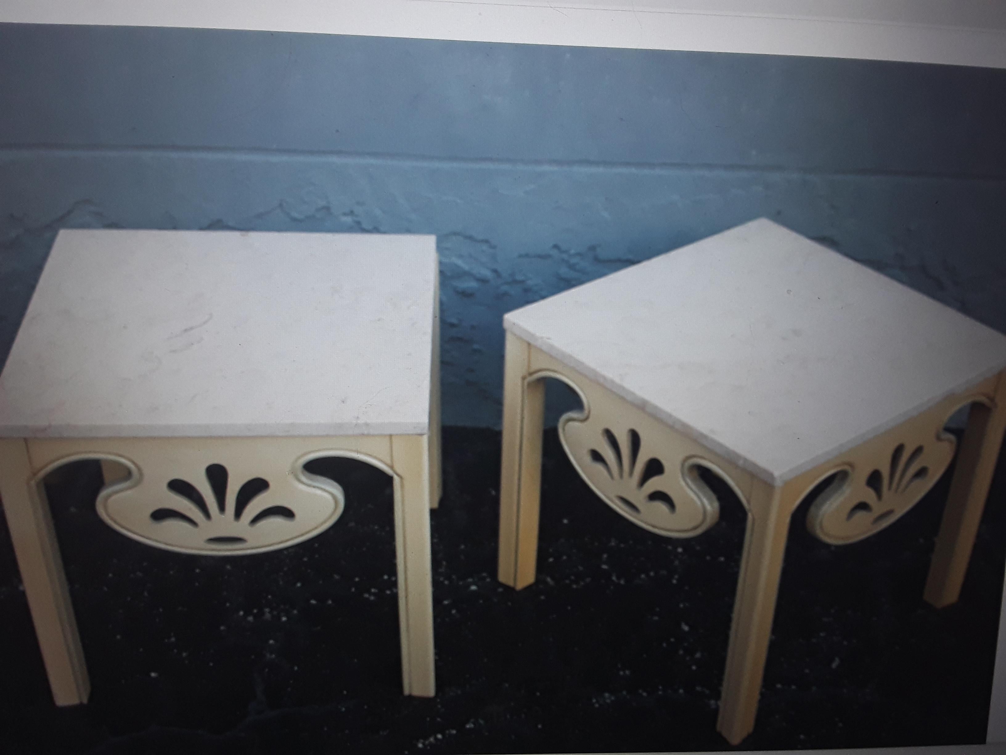 Pair 1950's Hollywood Regency Stone Top Side Tables/ End Tables For Sale 3