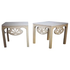 Paar 1950's Hollywood Regency Stone Top Side Tables/ End Tables