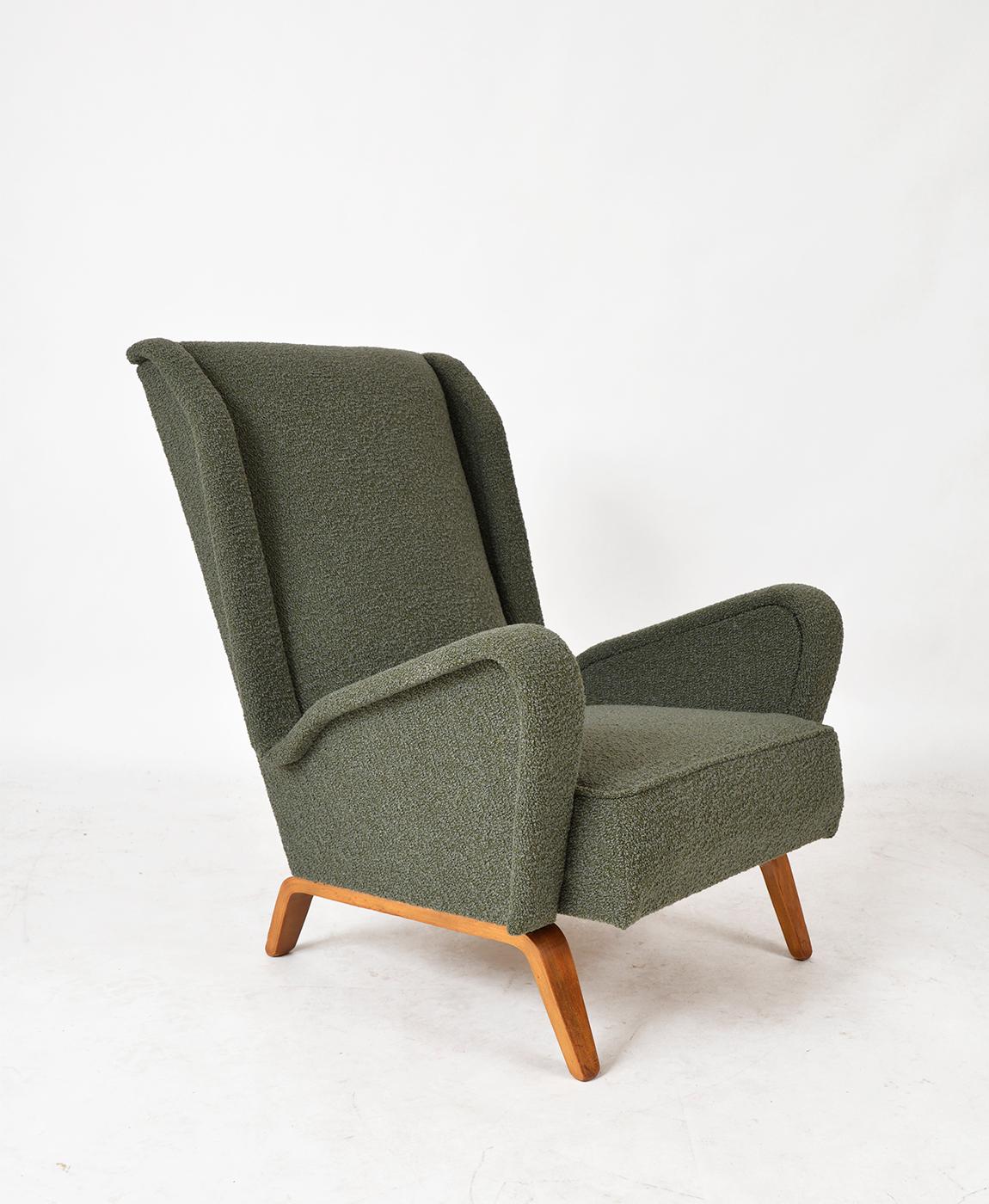 Pair 1950s Italian Armchairs Lounge Chairs ISA Bergamo Gio Ponti Style 1