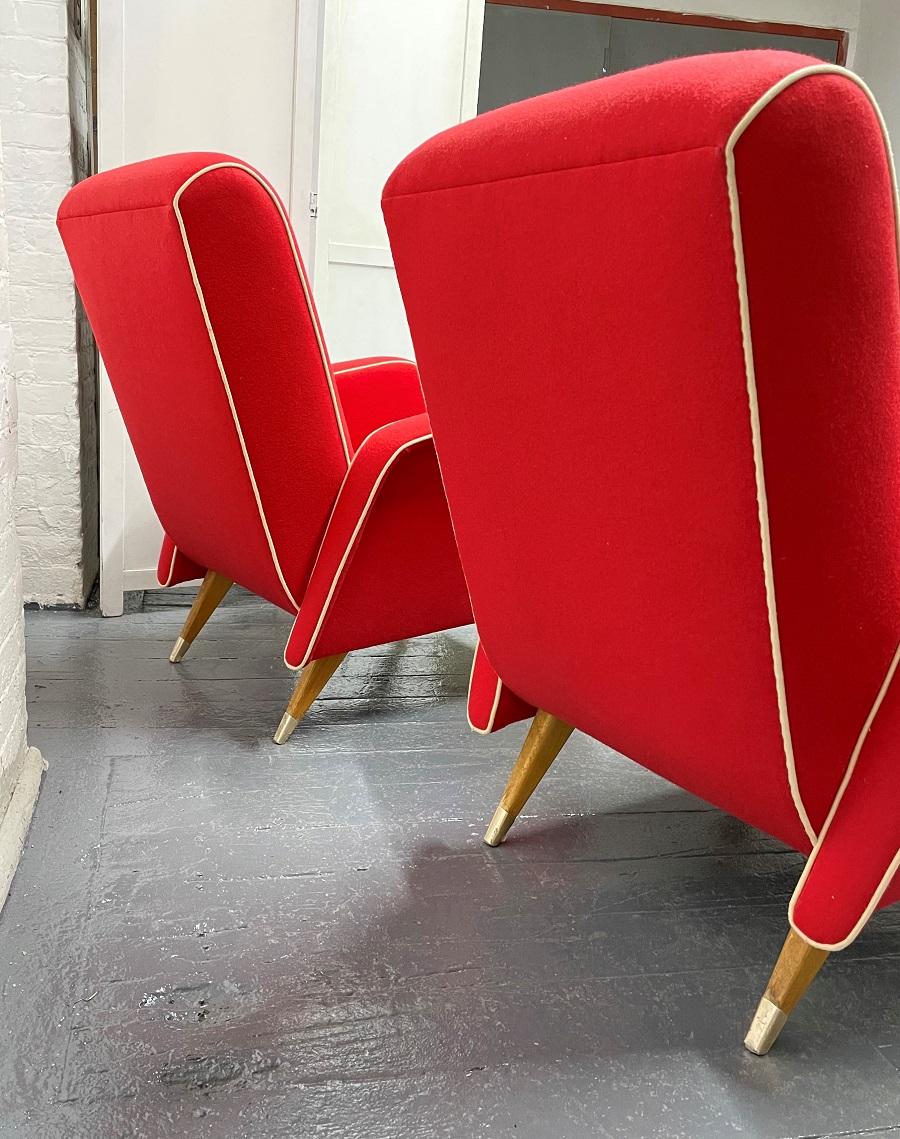 Upholstery Pair 1950s Italian Lounge Chairs For Sale