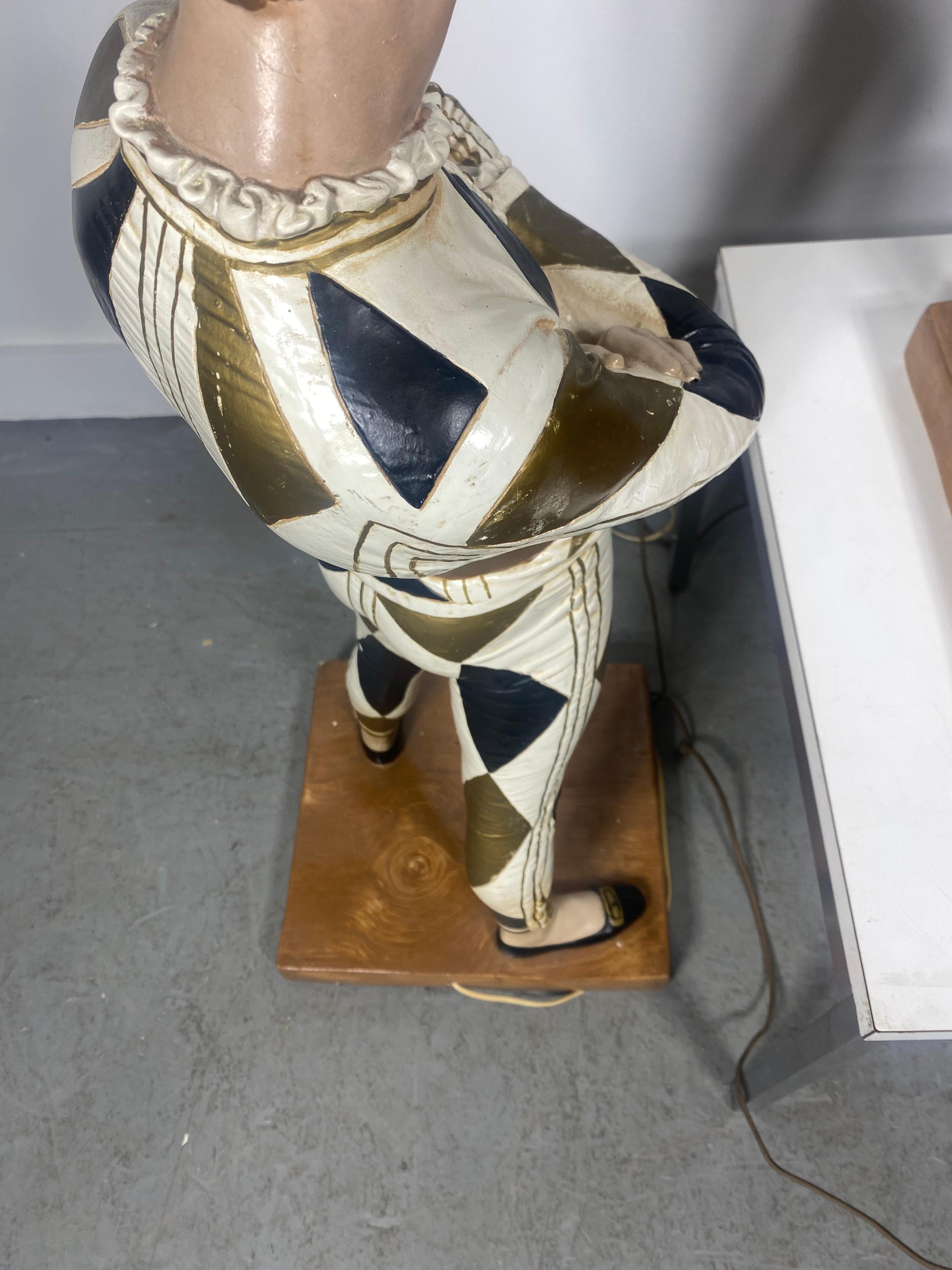 Pair 1950s Large Plaster Harlequin Lamps, Classic Mid-Century Modern 1