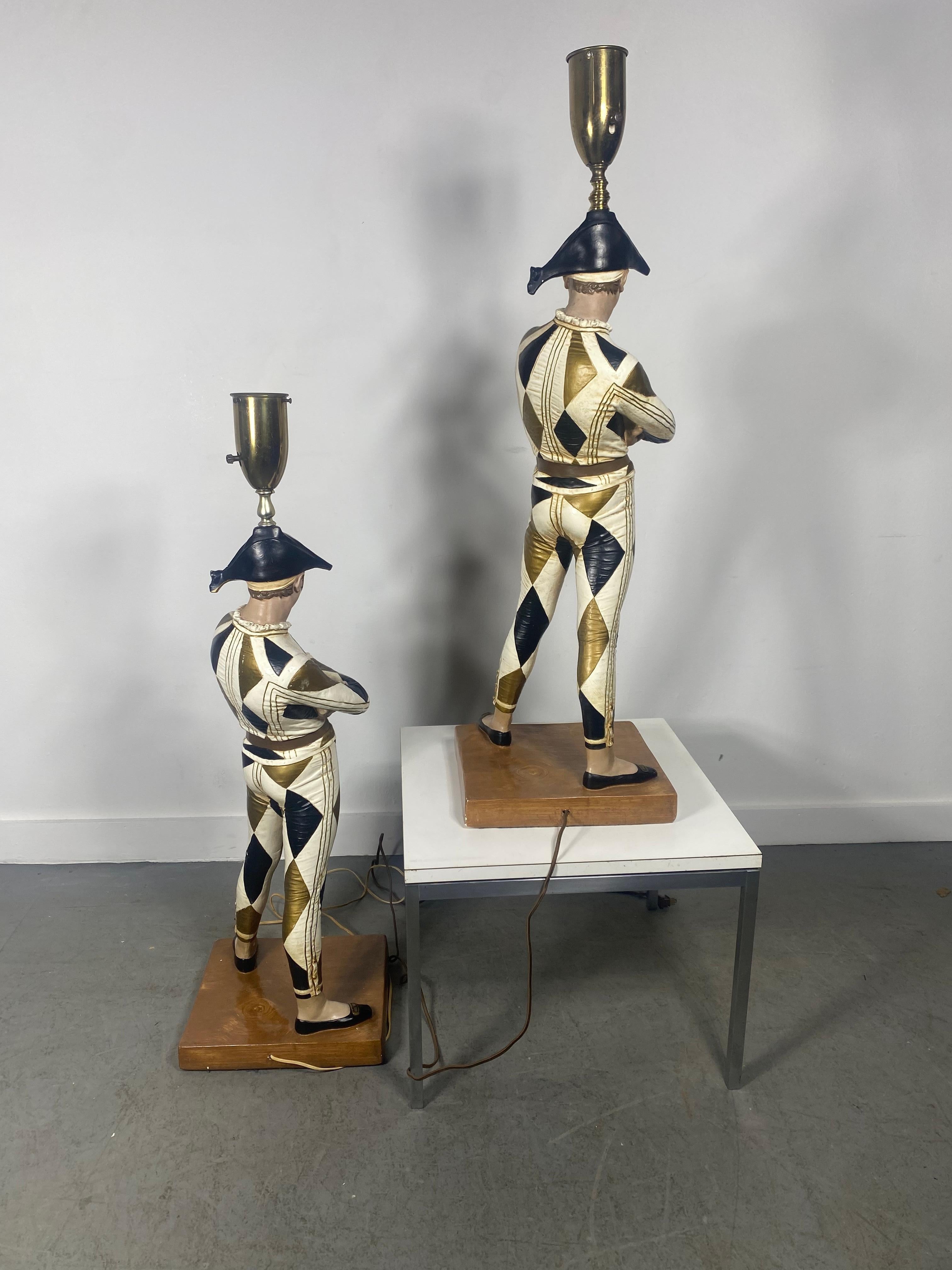 Pair 1950s Large Plaster Harlequin Lamps, Classic Mid-Century Modern For Sale 2