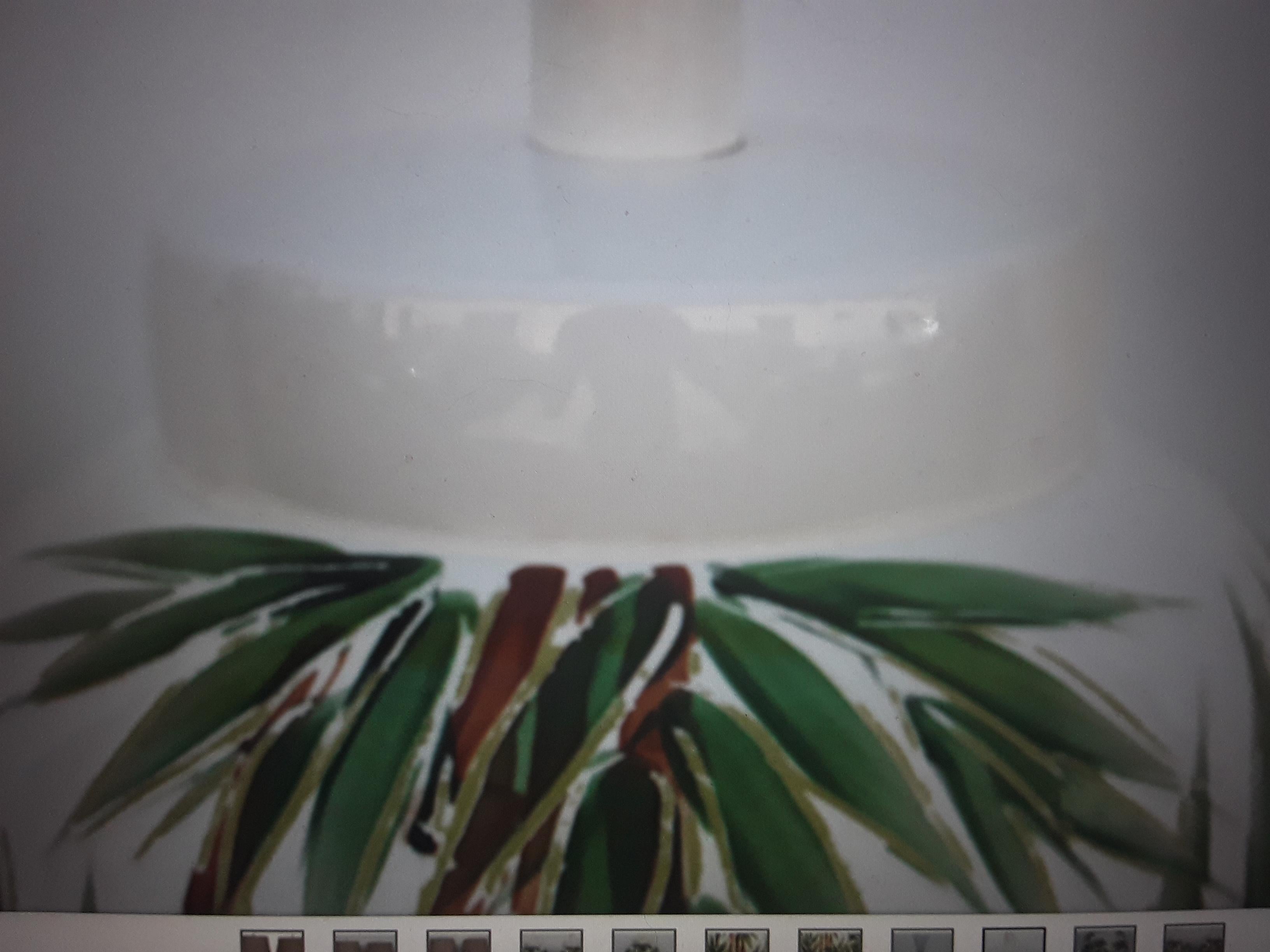 French Pair 1950's Mid Century Modern Glazed Terra Cotta Enamlled Palm Trees Lamps For Sale