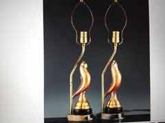 Pair 1950s Mid Century Modern Murano Pink w/ Gold Dust Figural Parrots- Barovier