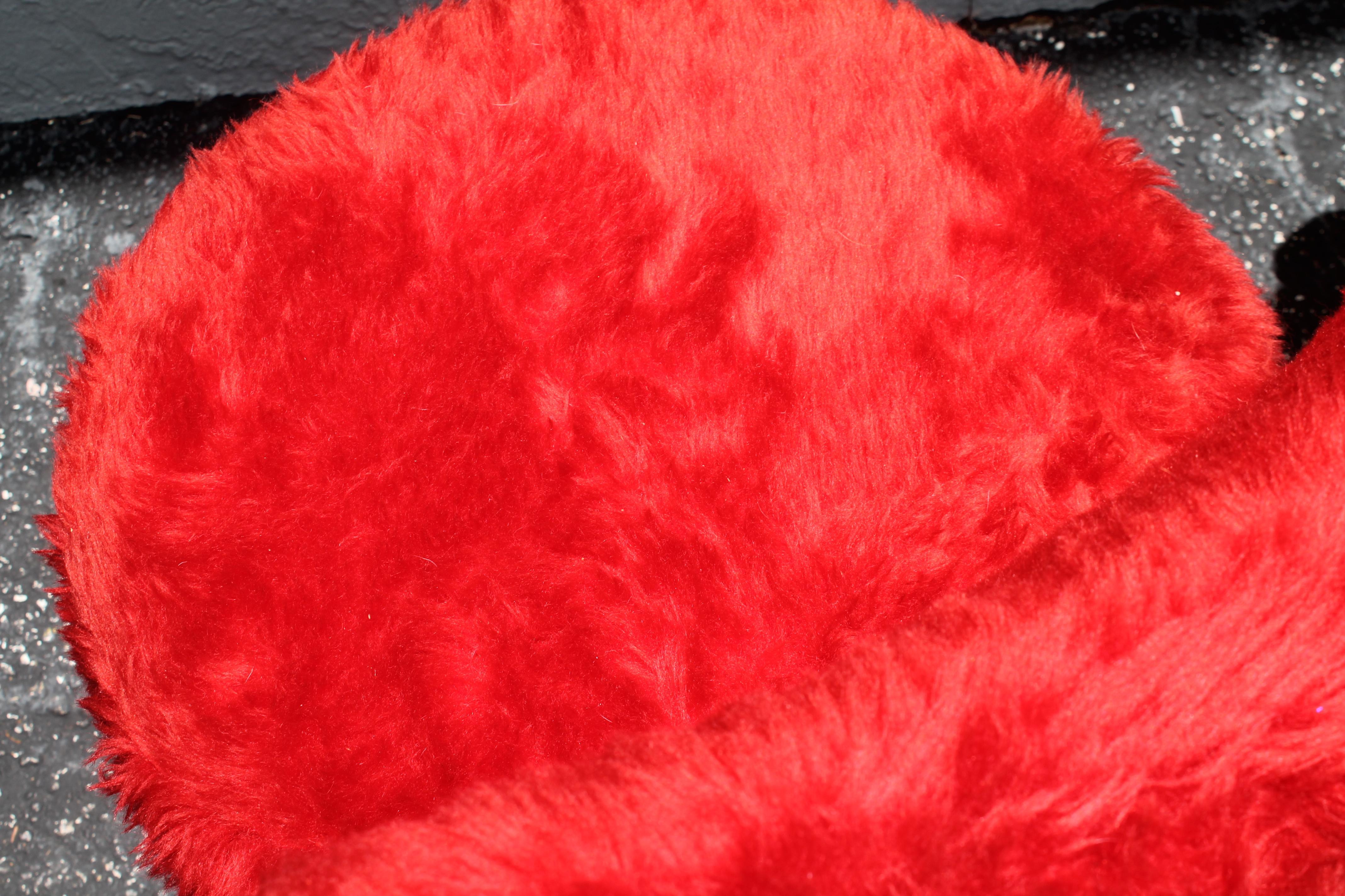 Textile Pair 1950's Mid Century Modern Red Plush Faux Fur - George Jetsen  Look````````` For Sale