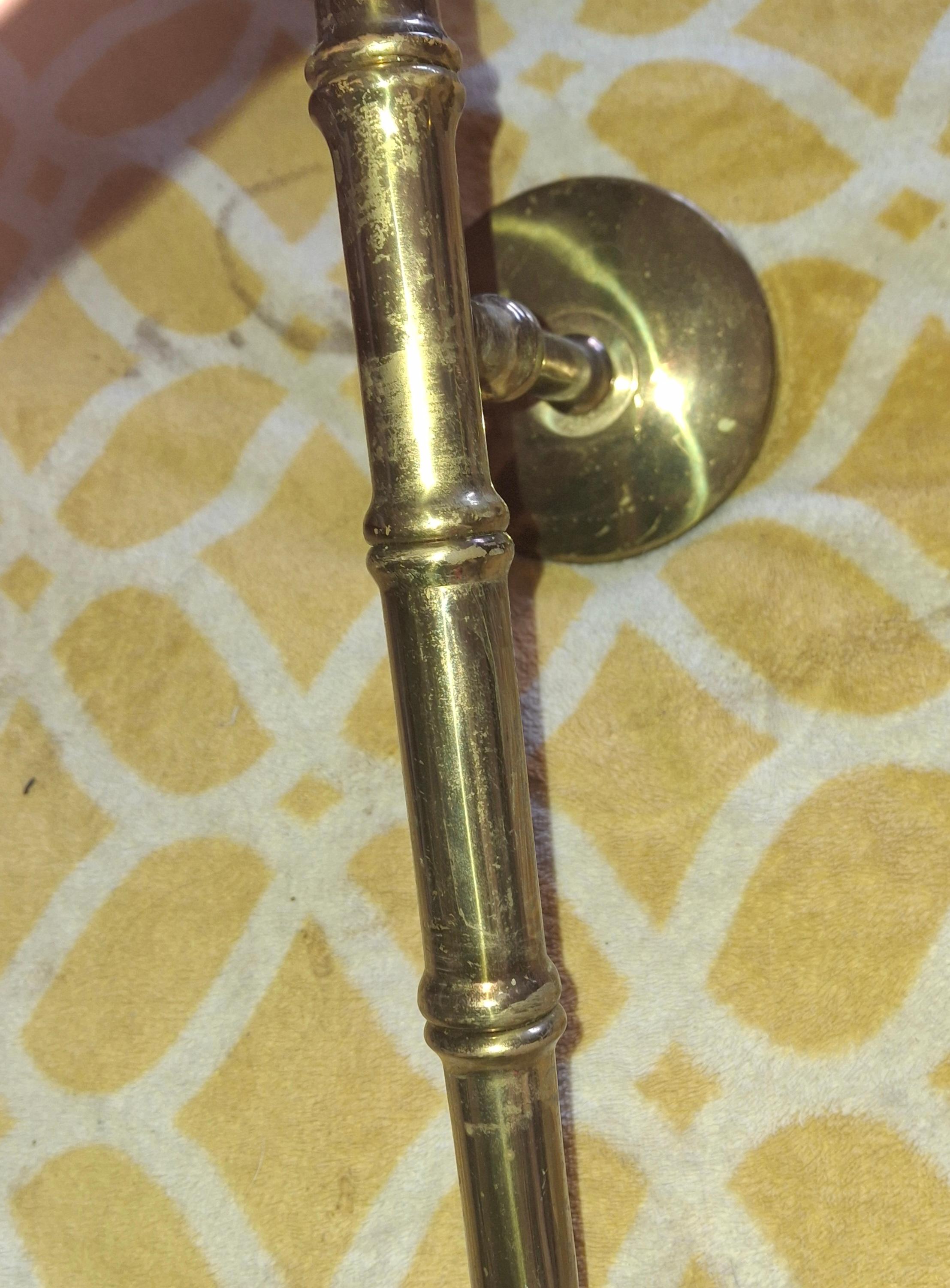 Pair 1950s Mid Century Tall Bronze Bamboo Wall Sconces by Maison Bagues France For Sale 7