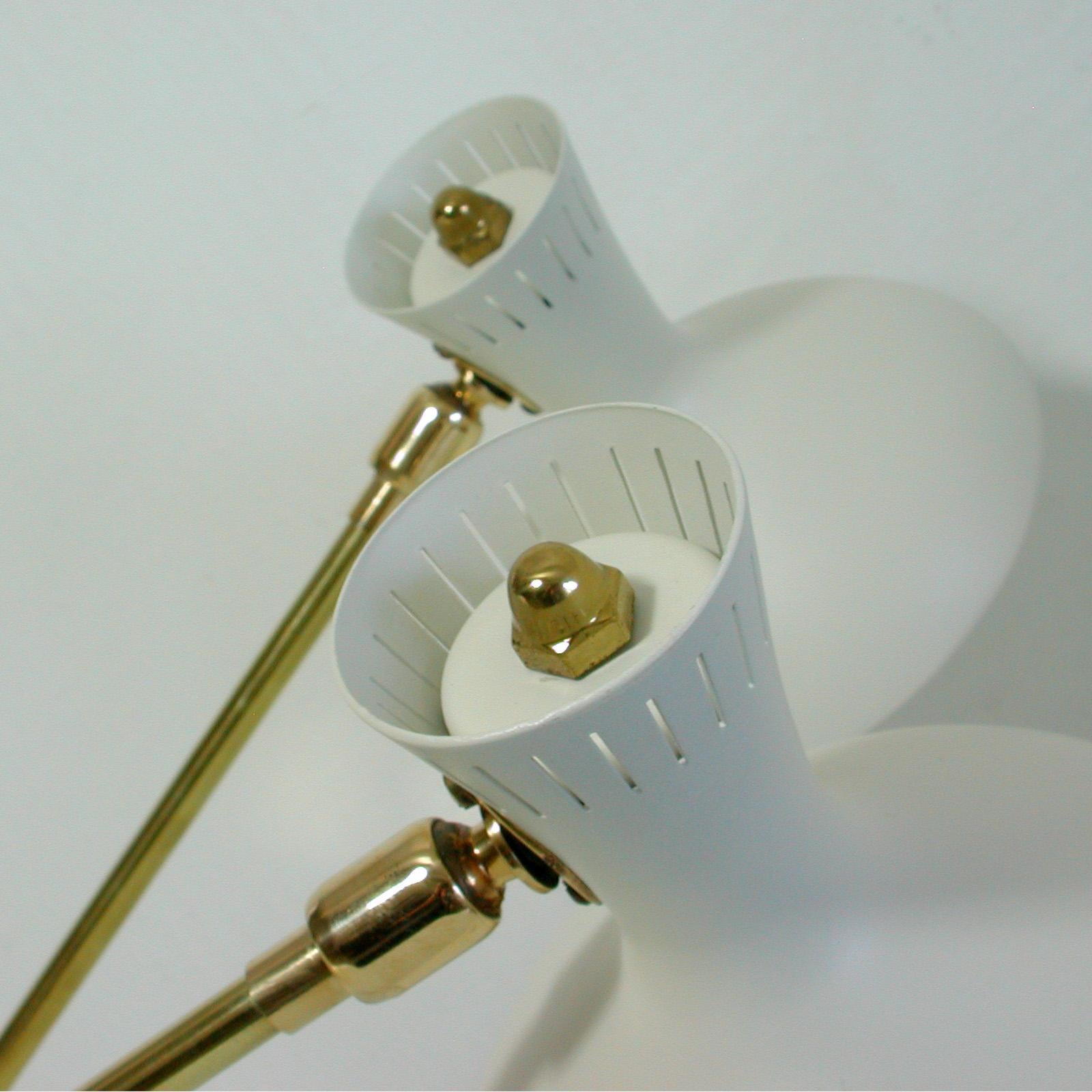 Pair of 1950s Midcentury White Brass French Articulating Potence Sconces For Sale 2