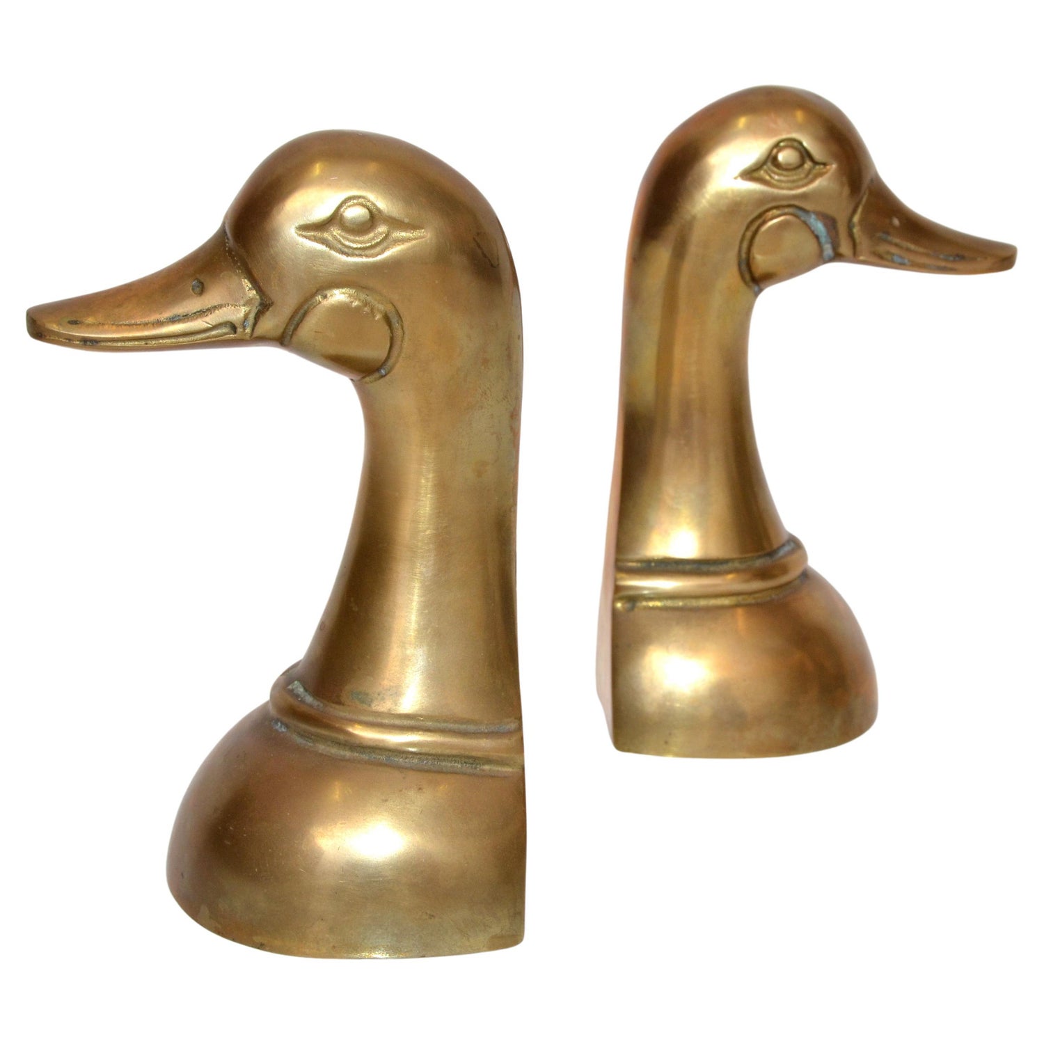 Cast Brass Duck or Mallard Head Bookends a Pair at 1stDibs