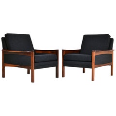 1960s Danish Modern Rosewood Lounge Chairs Model 201 by Arne Wahl Iversen, Pair